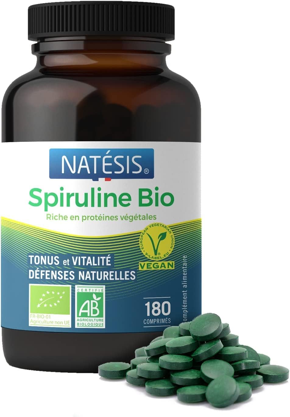 NATESIS — Organic & Vegan Spirulina — 180 tablets — High in Protein — Phycocyanin 16.5% — Sport, Weight Control, Energy, Immunity — High Quality - Image 2