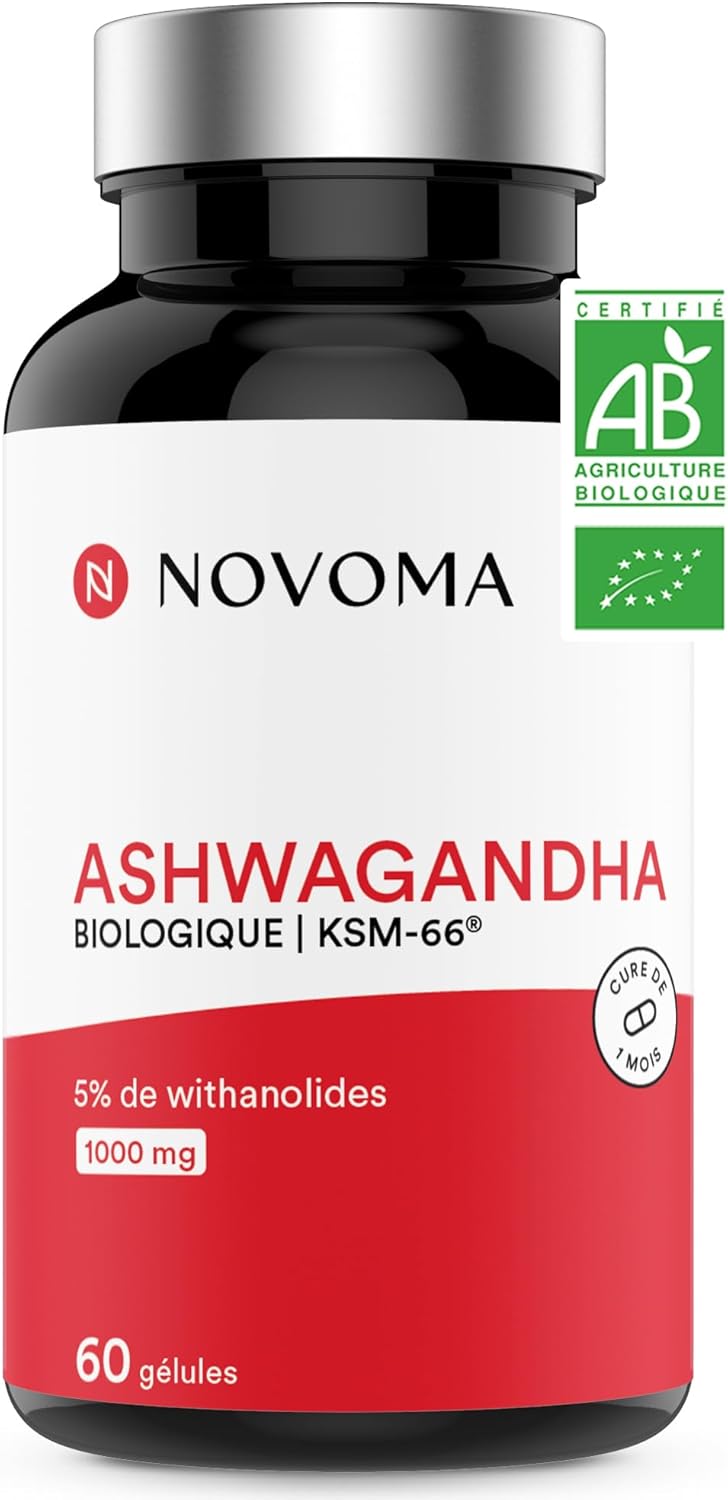 NOVOMA Ashwagandha KSM-66® 1000 mg, Anti-Stress & Sleep, 5% Withanolides, 60 Vegan Capsules, Made in France - Image 2