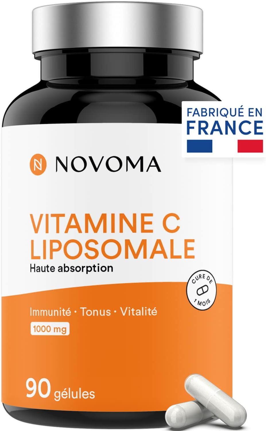 NOVOMA Liposomal Vitamin C 1000mg, Maximum Assimilation, 90 Vegetable Capsules, 100% Vitamin Quali®-C, Immune System & Natural Energy, 1 Month Cure, Made in France - Image 2