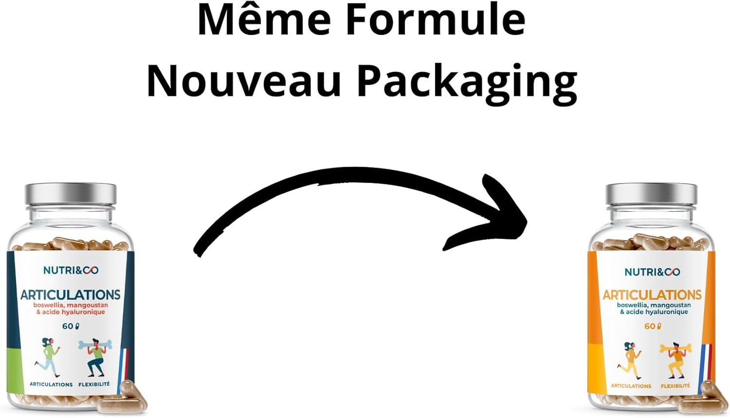 NUTRI & CO 2-in-1 Joint Formula - Joint Comfort & Bone Cartilage Protection - Hyaluronic Acid + Boswellia Serrata Bio-active Mangosteen VitamineC - 60 Vegan Capsules - Made in France - Image 2