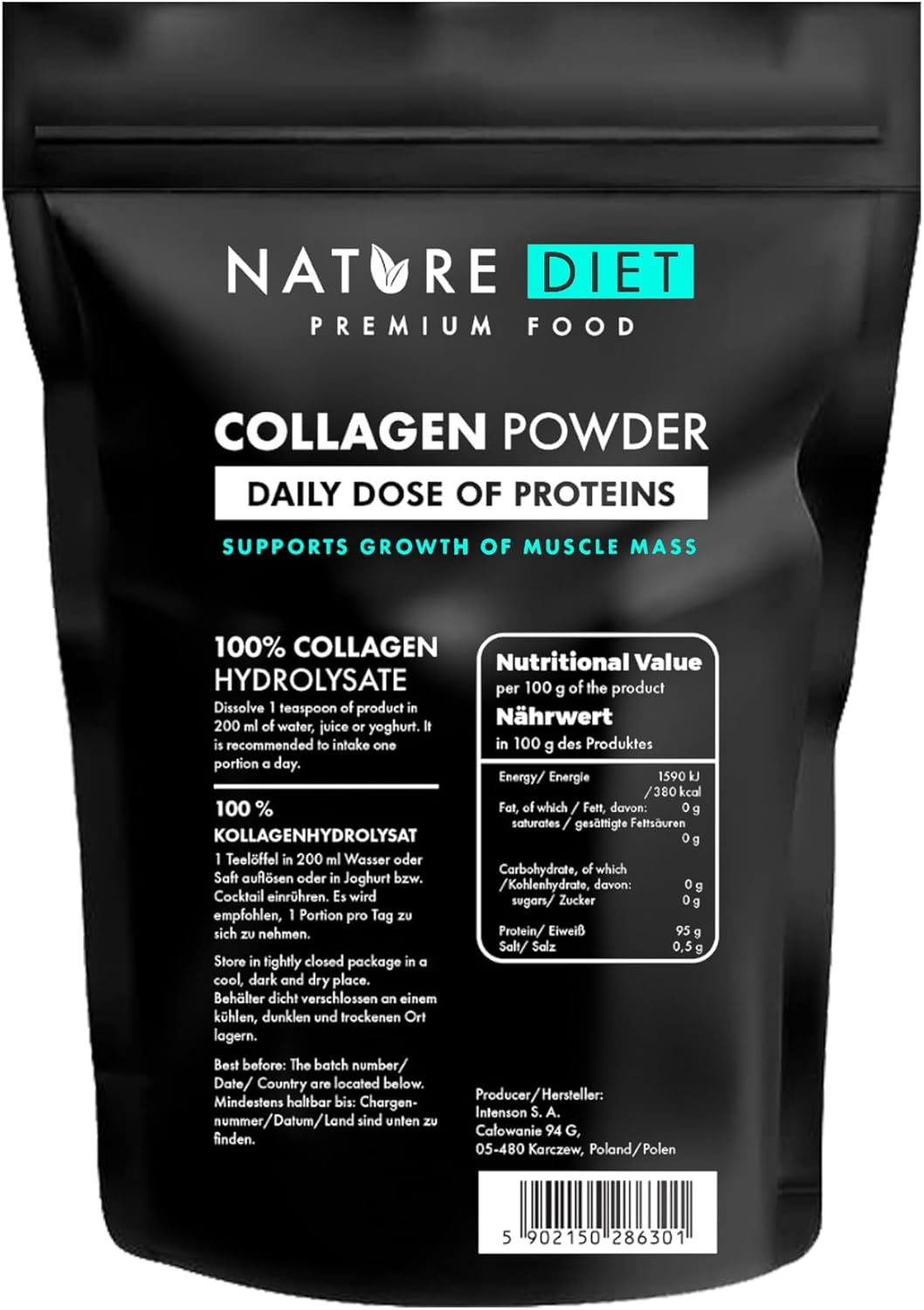 Nature Diet - Collagen Powder (Type I, III) | 600 g | Hydrolysate | Unflavored | Collagen Peptides - Image 2