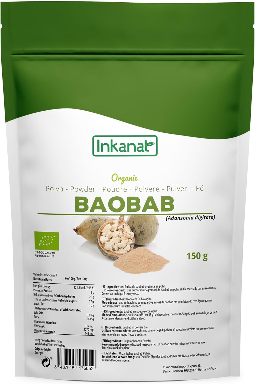 Organic Baobab Powder 150g inkanat - Natural Superfood Rich in Vitamin C and Antioxidants - Image 2