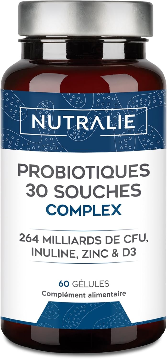 Probiotics and Intestinal Prebiotics - 30 Strains - 264 Billion CFUs per Dose - Biprotics 30 Strains Complex 60 Capsules Nutralie - Image 2