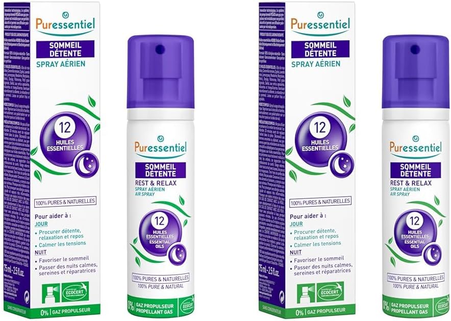 Puressentiel - Aerial Sleep and Relaxation Spray - with 12 Relaxing Essential Oils 100% Pure and Natural - Helps calm tension and promotes restful sleep - 75 ml (Pack of 2) - Image 2