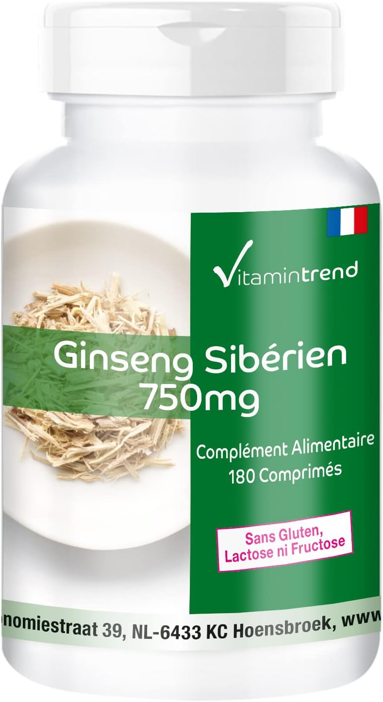 Siberian Ginseng 750mg – Vegan and Natural - Box of 180 Siberian Ginseng Extract Tablets | Vitamintrend® - Image 2