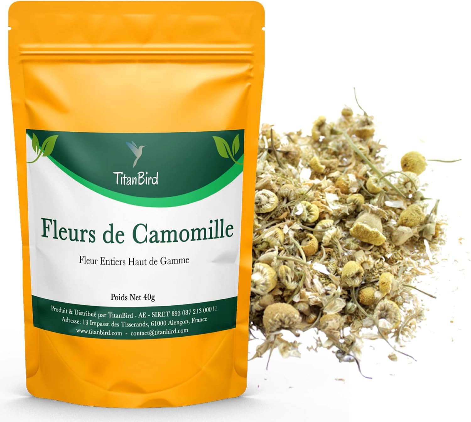 TitanBird 40 g Chamomile Flowers - Chamomile Infusion - Intense Flavour & Taste - Bag with Zip - 100% Natural, Pure and No Additives | Superior Quality - Image 2