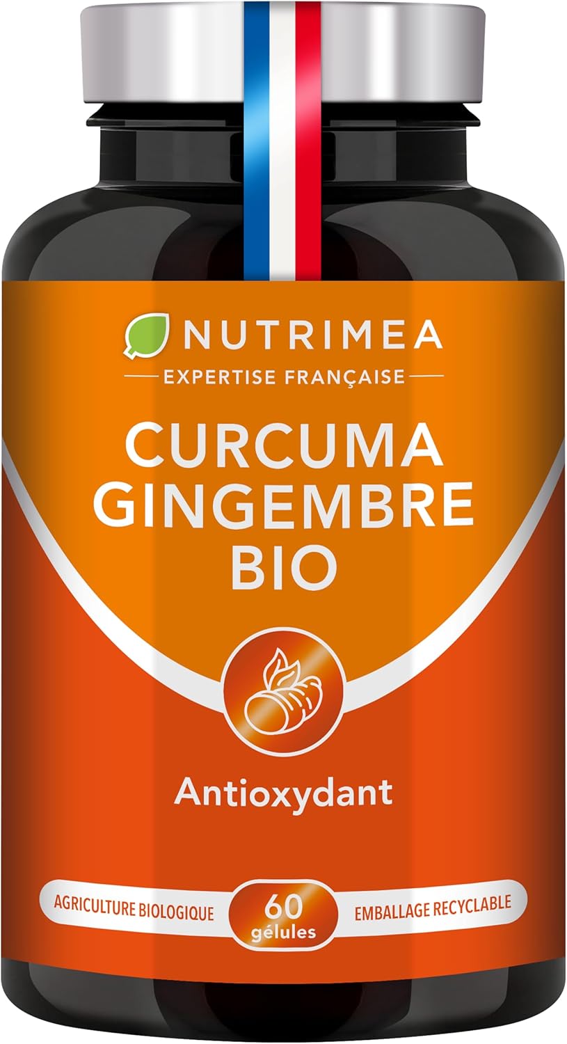 Turmeric - Organic Turmeric Extract 95% Titled in Curcuminoids - With Organic Ginger - Anti Inflammatory & Antioxidant - Joint Pain - Nutrimea - 60 Vegan Capsules - Made in France - Image 2