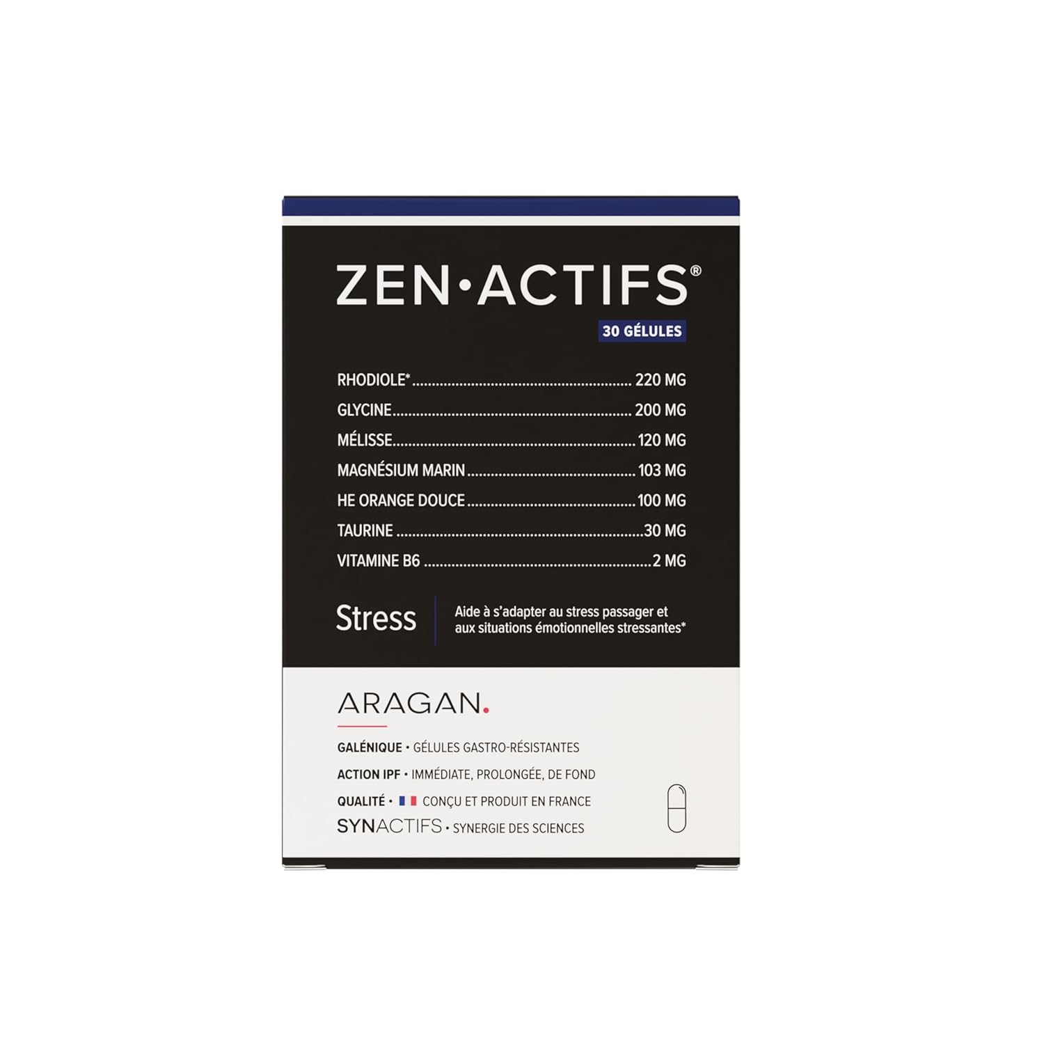 Zenactif Anti-Stress Food Supplement Rhodiola, Magnesium, Melisse, Glycine, Taurine & Vitamin B6 Aragan 30 Capsules - Image 2
