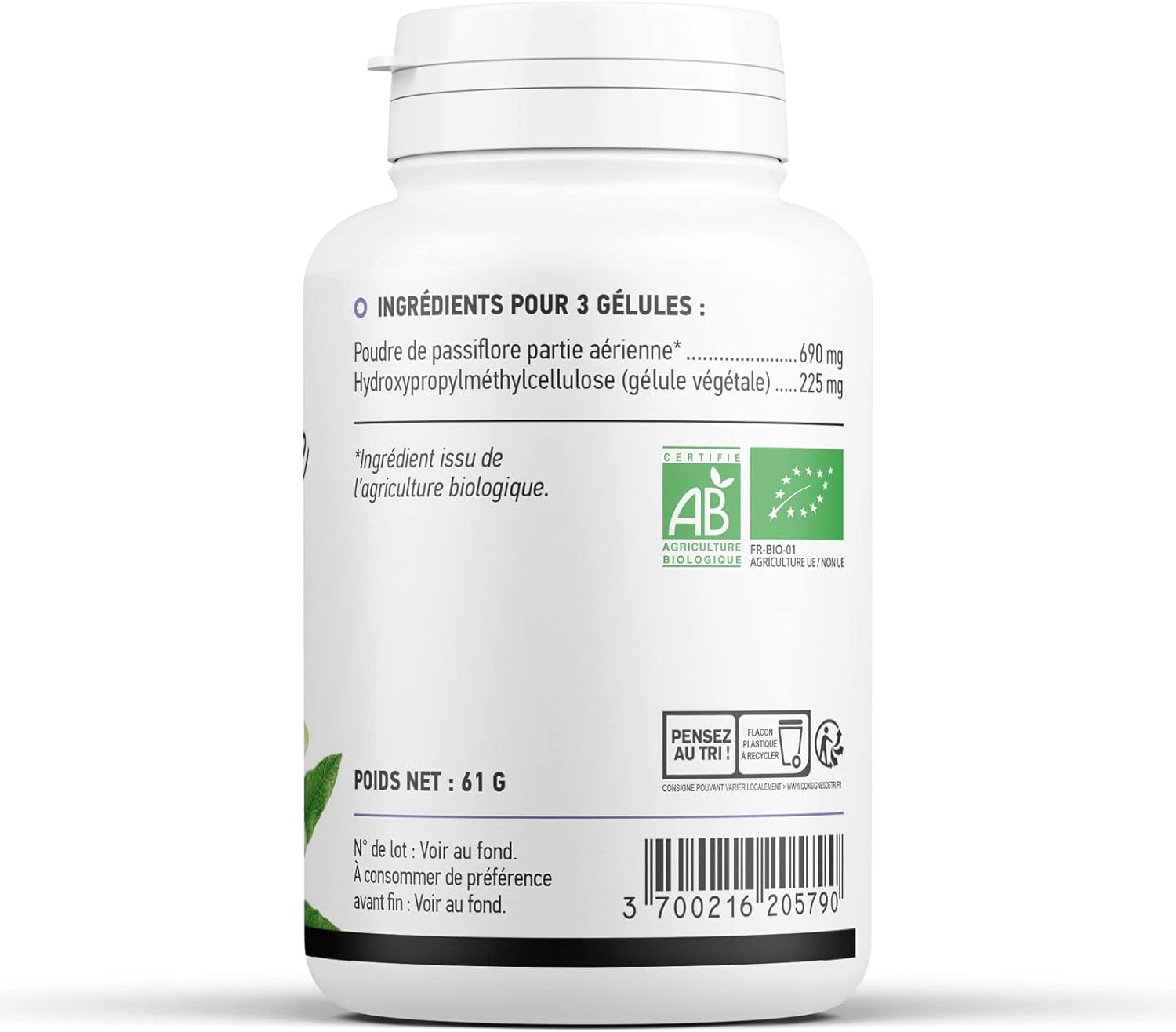 Passiflora incarnata Organic Passionflower 230 mg - 200 Vegetable Capsules - Image 4