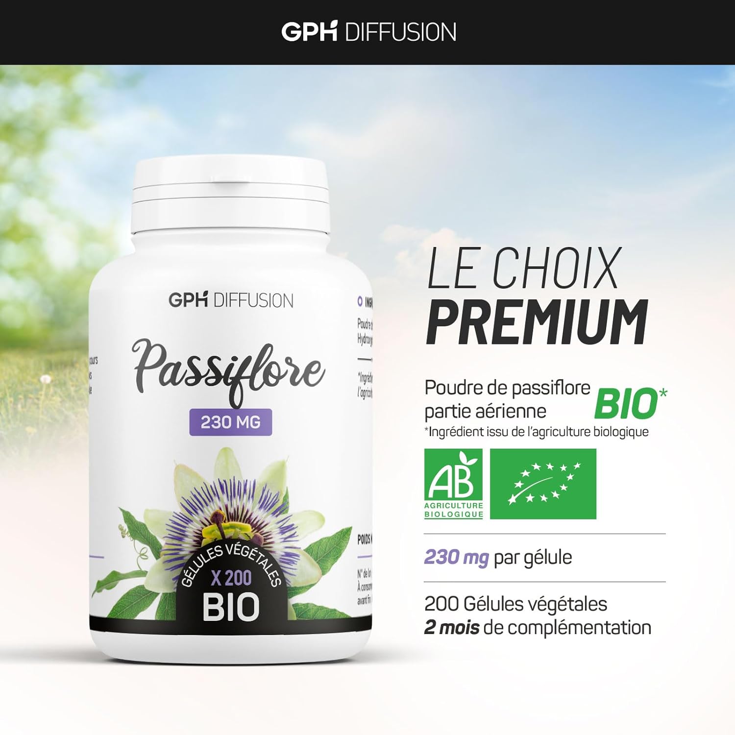 Passiflora incarnata Organic Passionflower 230 mg - 200 Vegetable Capsules - Image 5