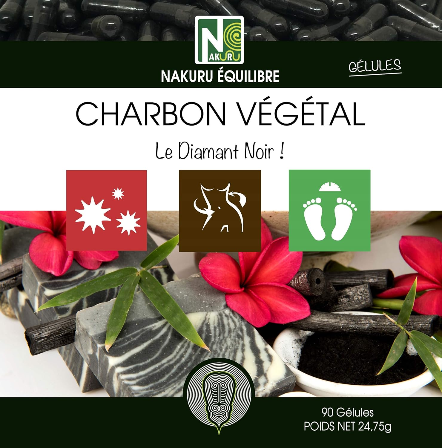 NAKURU | Vegetable Charcoal | Balance Range | Made in France | "Le Diamant Noir!" | (90 Capsules of 275mg / Net Weight: 24.5g) - Image 4