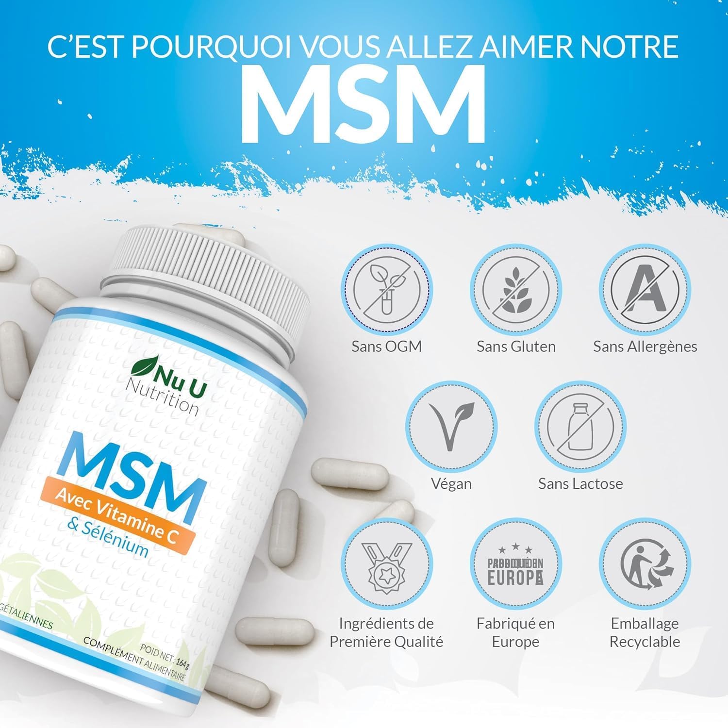 MSM 1200mg - 180 Capsules - 3 Month Supply - Methylsulfonilmethane with Vitamin C and Selenium Added - MSM High Potency - Image 7