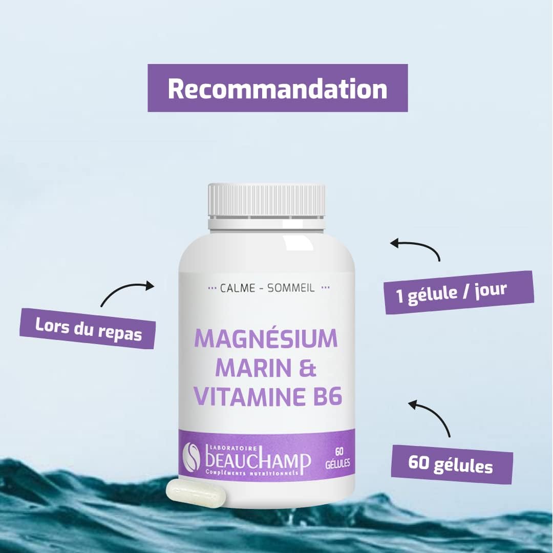 Nutritional supplement MAGNESIUM MARIN & Vitamin B6-60 capsules - Contributes to emotional balance - Reduces fatigue - Relaxation - Developed in France - Image 4