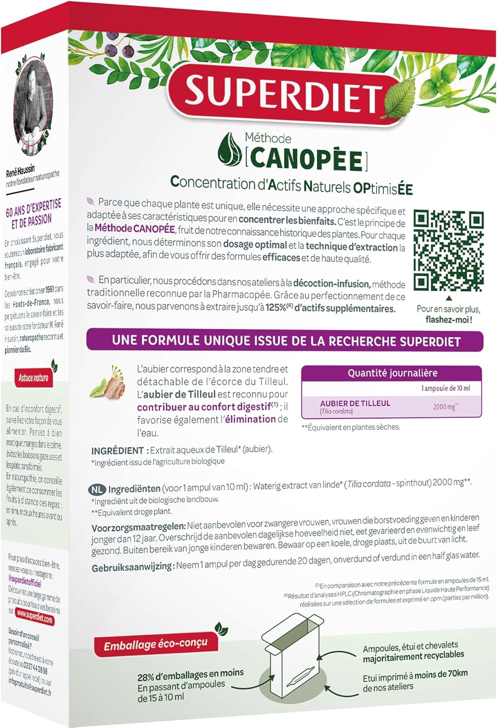 SUPERDIET - Organic Linden sapwood - Digestive well-being - 100% Pure juice - Made in France - 20 ampoules of 10 ml - Image 4