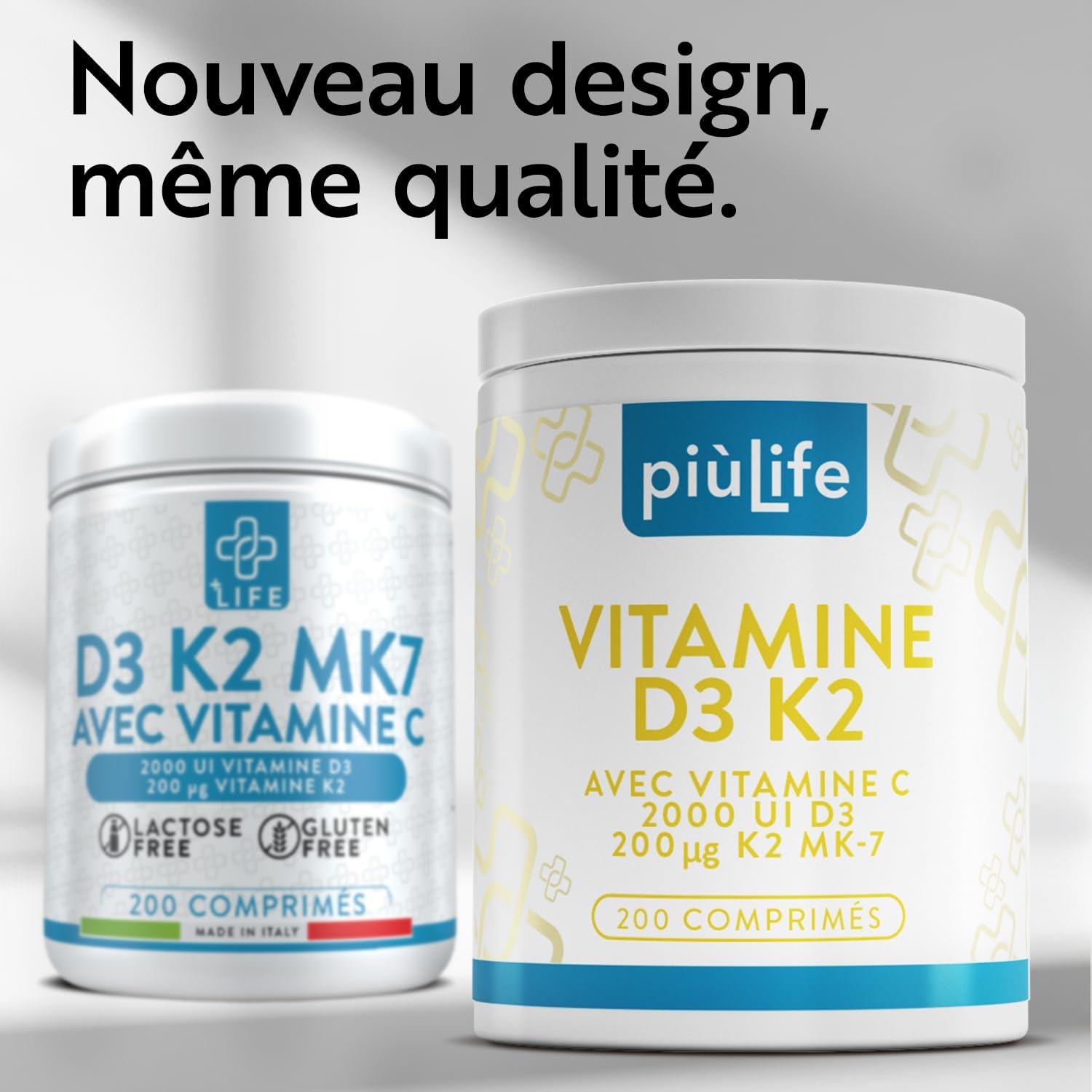 Vitamin D3 K2 Mk7 With Vitamin C 200 Tablets Piulife® Vitamin D 2000 IU, Vitamin K2 200mcg, Vit C 125mg, Vitamins For Teeth Bone, Adult Immunity, Boost Energy, D3 K2 Natural - Image 3