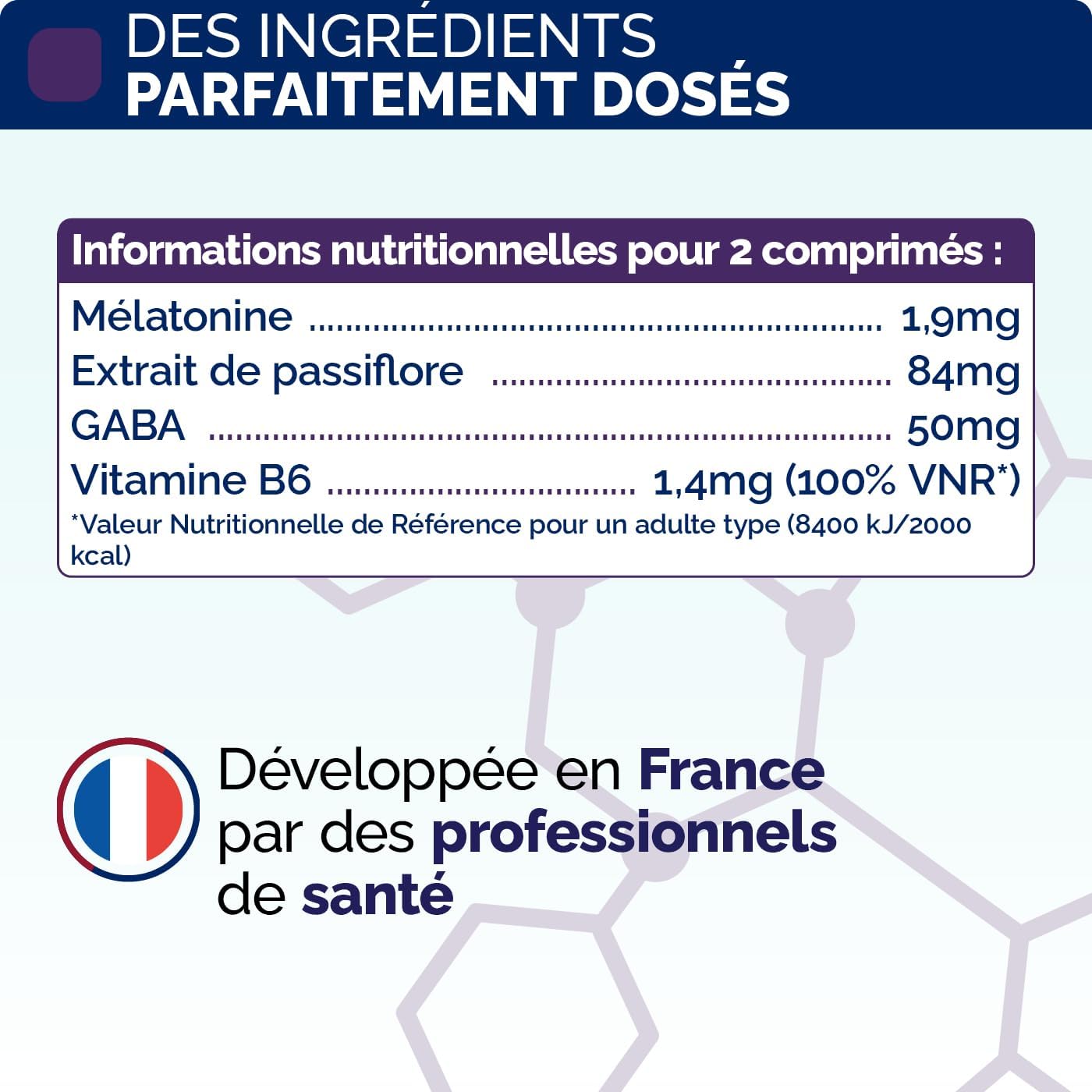 Melatonin Flash 1.9mg | Fast acting, 0 habituation | Fast Sleep, Sleep & Jet Lag | with Passionflower, GABA, Vitamin B6 | Made in France (120 Tablets) - Image 7
