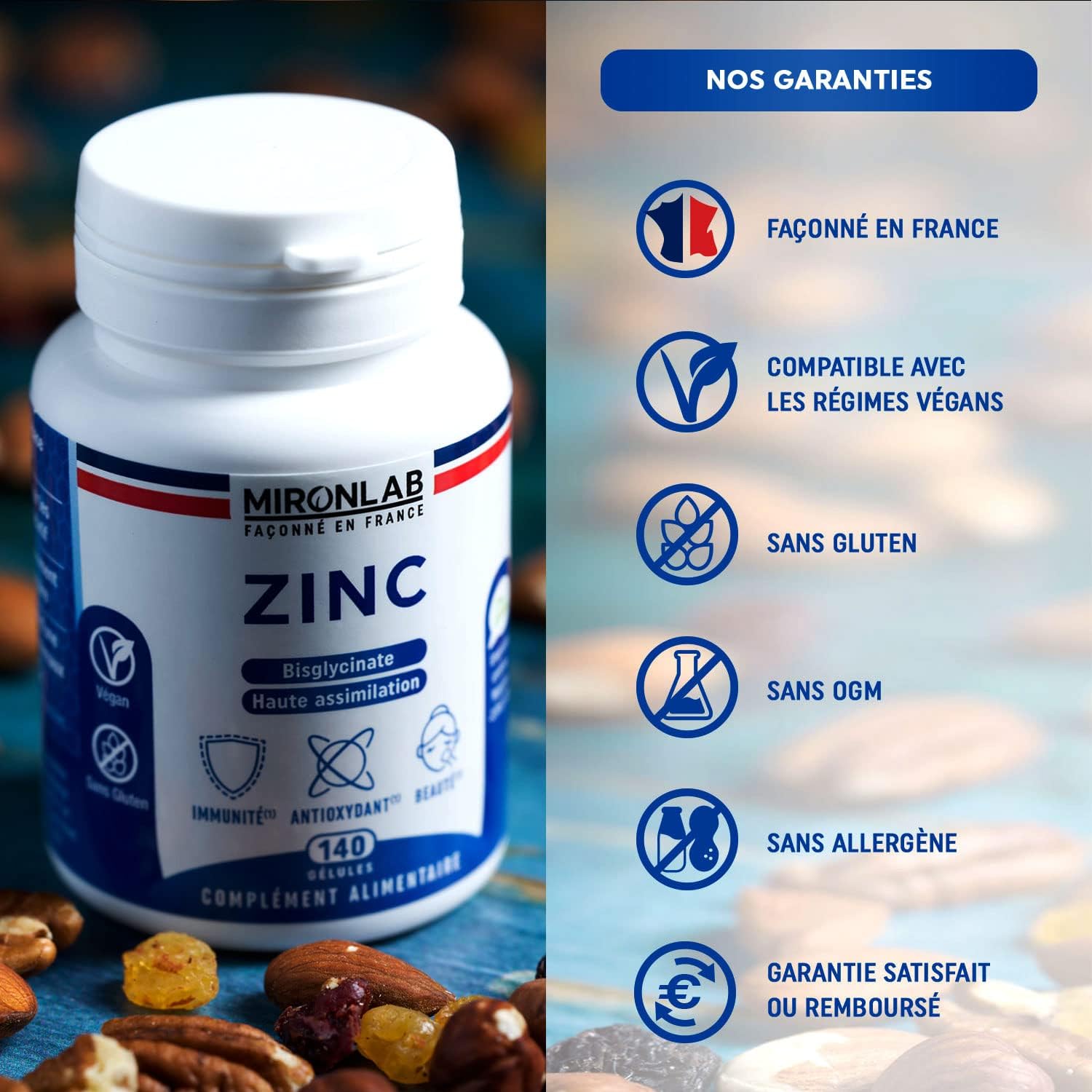 ZINC Natural Bisglycinate 40mg + Vitamins B2 B3 B6 | Optimal Dosage & High Assimilation Tested | 140 Capsules | 5 Months Zinc Dietary Supplement | French Laboratory MIRONLAB - Image 8