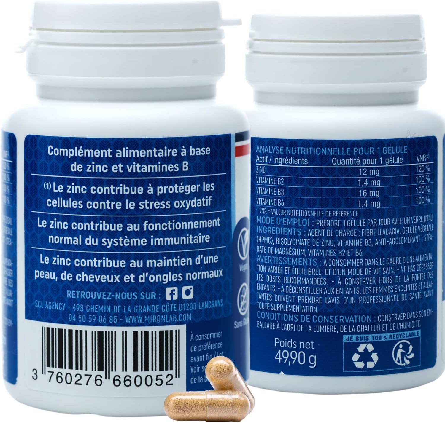 ZINC Natural Bisglycinate 40mg + Vitamins B2 B3 B6 | Optimal Dosage & High Assimilation Tested | 140 Capsules | 5 Months Zinc Dietary Supplement | French Laboratory MIRONLAB - Image 10