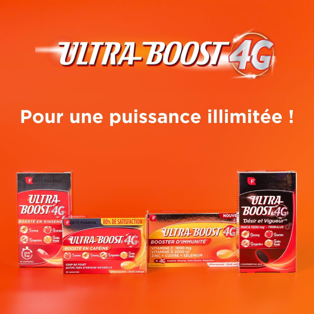 Forté Pharma - Ultra Boost 4G - Caffeine Enhanced Booster - Guarana, Royal Jelly, Ginseng, Vitamin C, Vitamin D, Zinc - Vitamin and Mineral Complex - 20 Effervescent Tablets, 1/day - Image 6