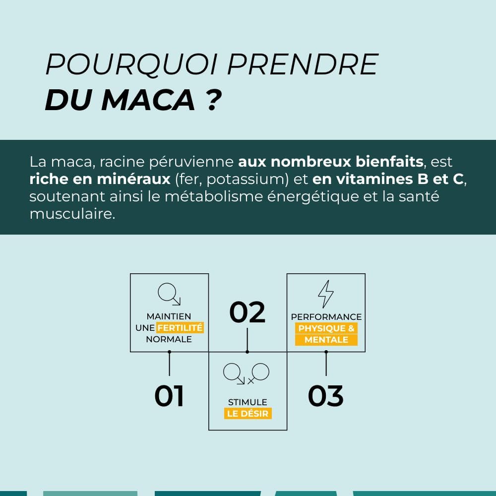 Maca Jaune - Cuure - Natural Root of Peru - Physical and Sports Perfomances - Fertility - Hormone Regulator - 60 Days - Packaged and Formulated in France - Image 3