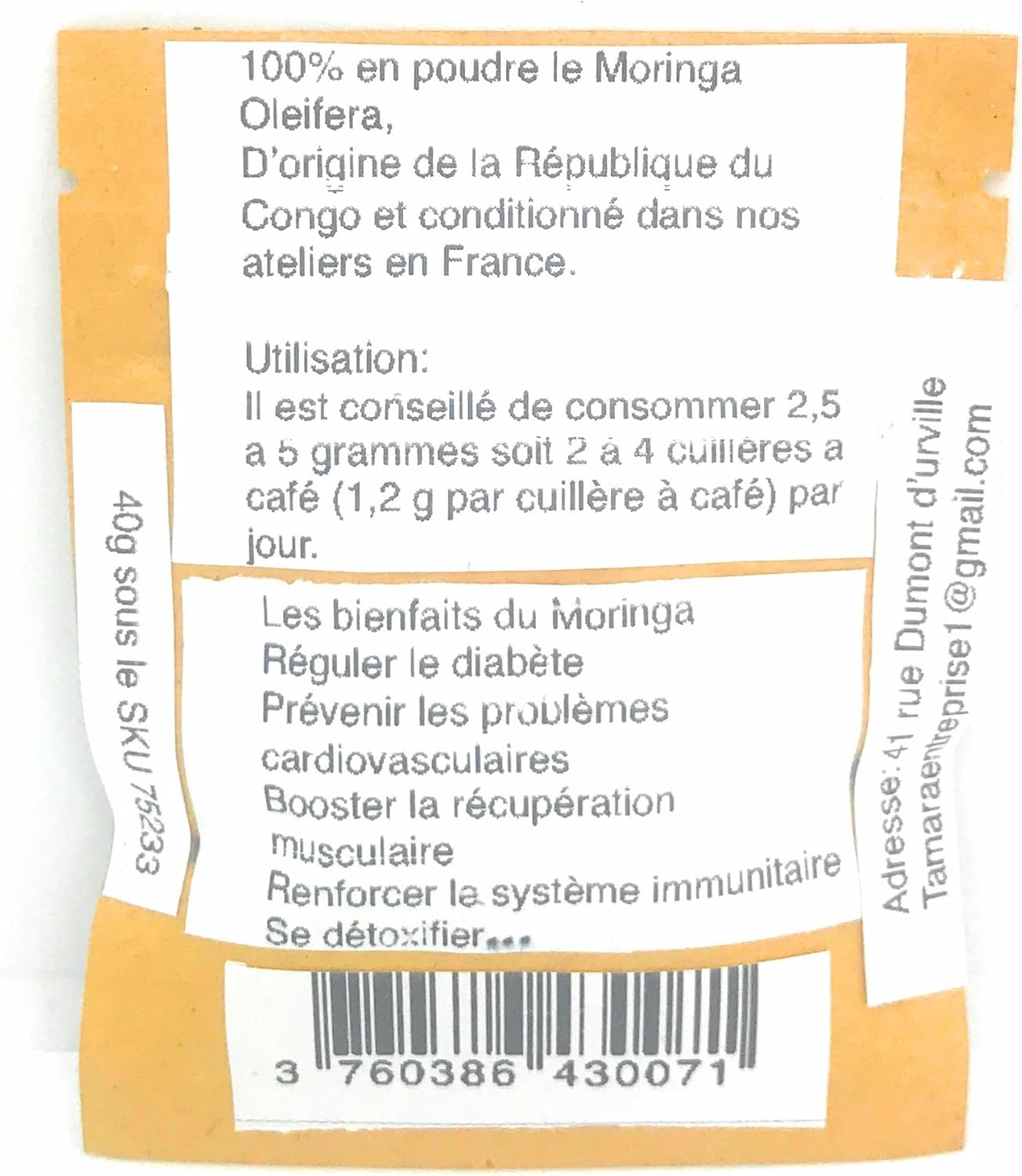 100% Moringa Oleifera Bio Antioxidant/ 40g | Organic and Pesticide Free | Native to the Republic of Congo - Image 3