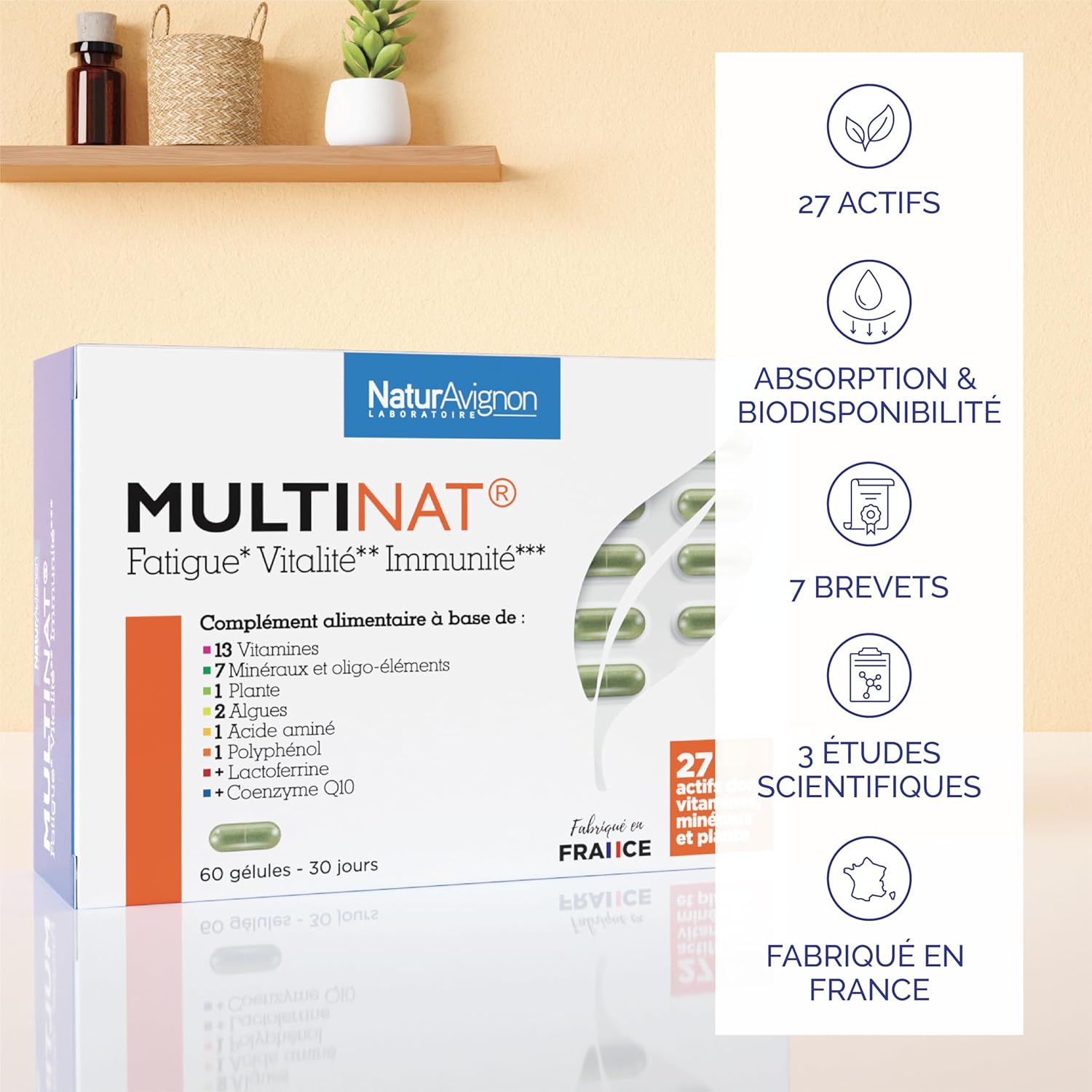 Laboratoire NaturAvignon Multivitamin 25 Active Against Fatigue, Boost Vitality and Immunity | Dietary Supplement with Spirulina, Zinc, Magnesium and Vitamins A B C D E | Made in France - Image 5