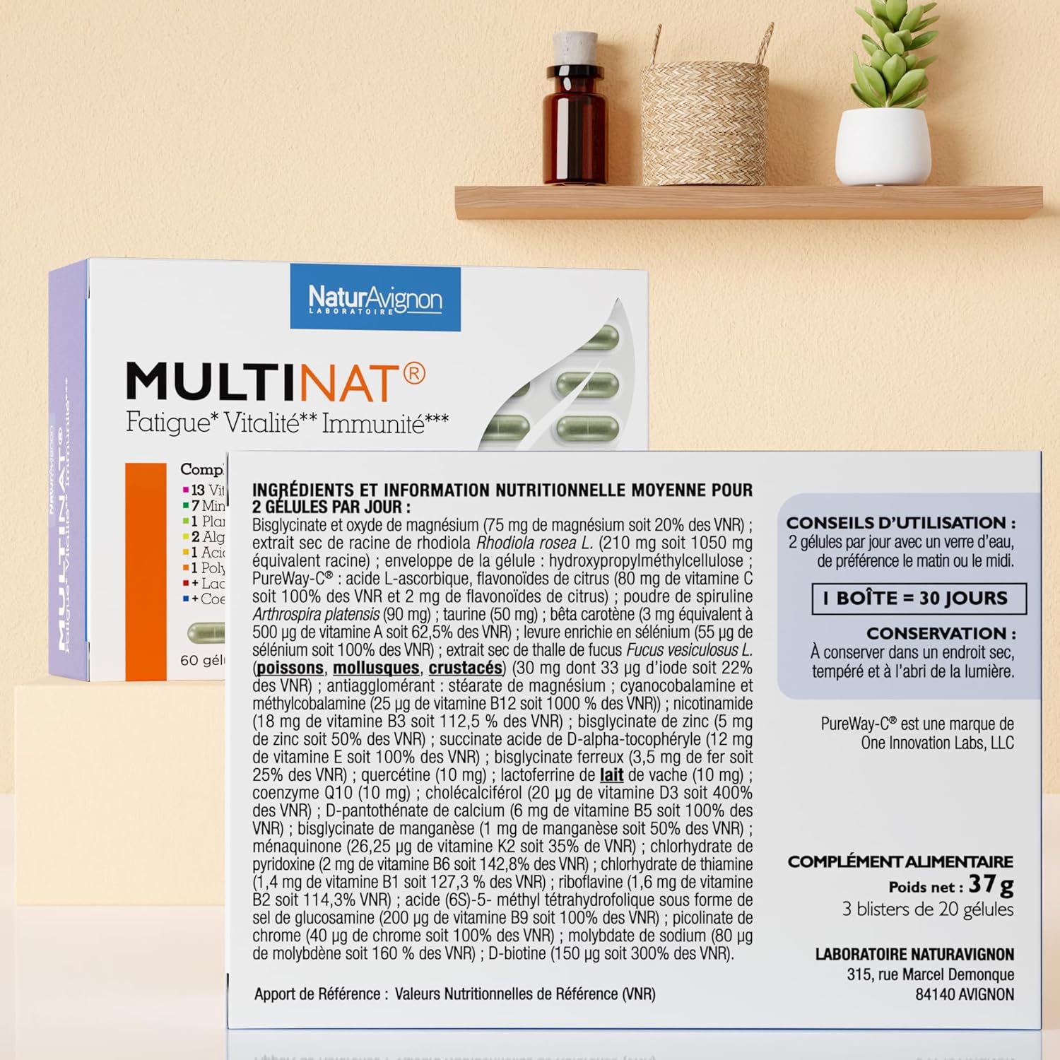 Laboratoire NaturAvignon Multivitamin 25 Active Against Fatigue, Boost Vitality and Immunity | Dietary Supplement with Spirulina, Zinc, Magnesium and Vitamins A B C D E | Made in France - Image 7