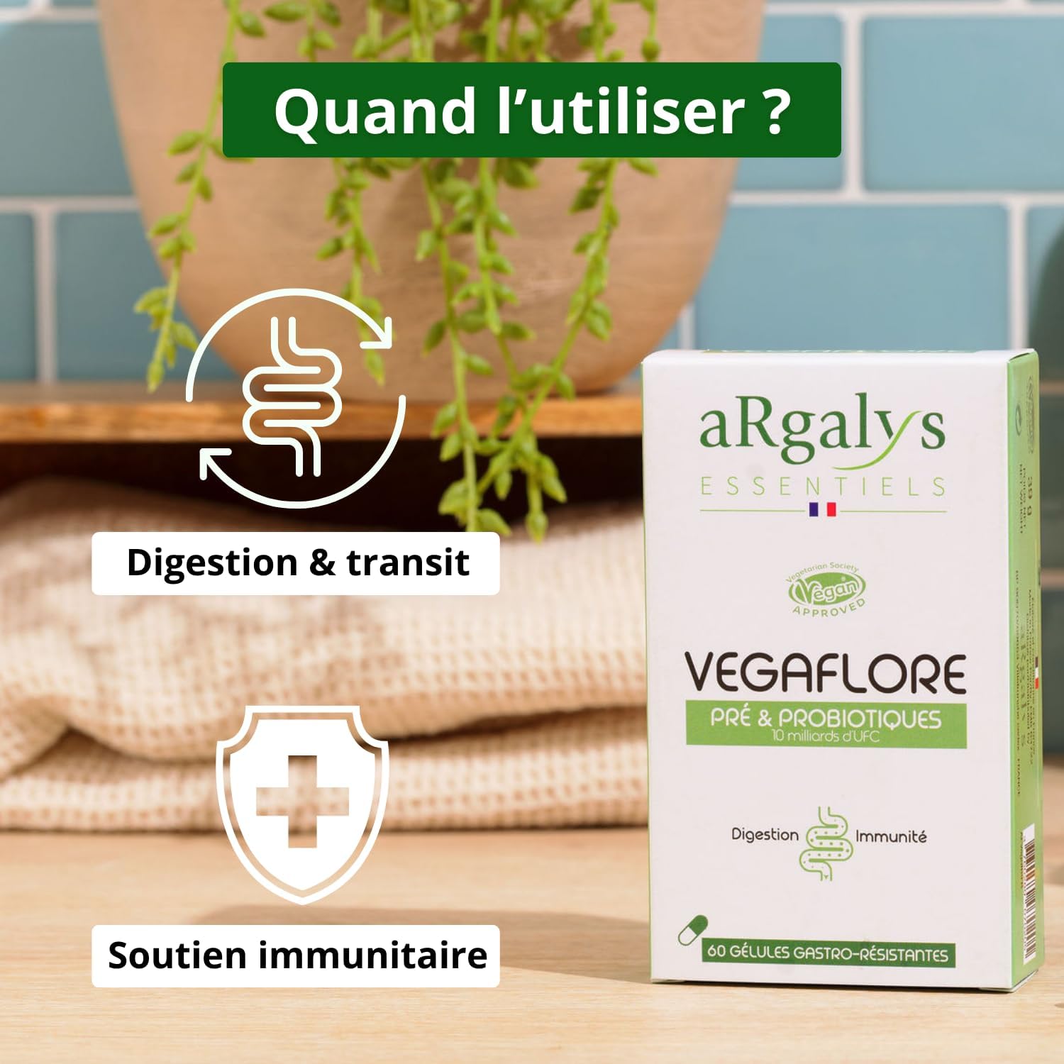 Probiotics Lactic Ferments | 30 Billion CFU/day | Prebiotics | Active Bacteria | Intestinal Flora | 60 Gastro-Resistant Capsules | Vegan | Argalys Essential - Image 6