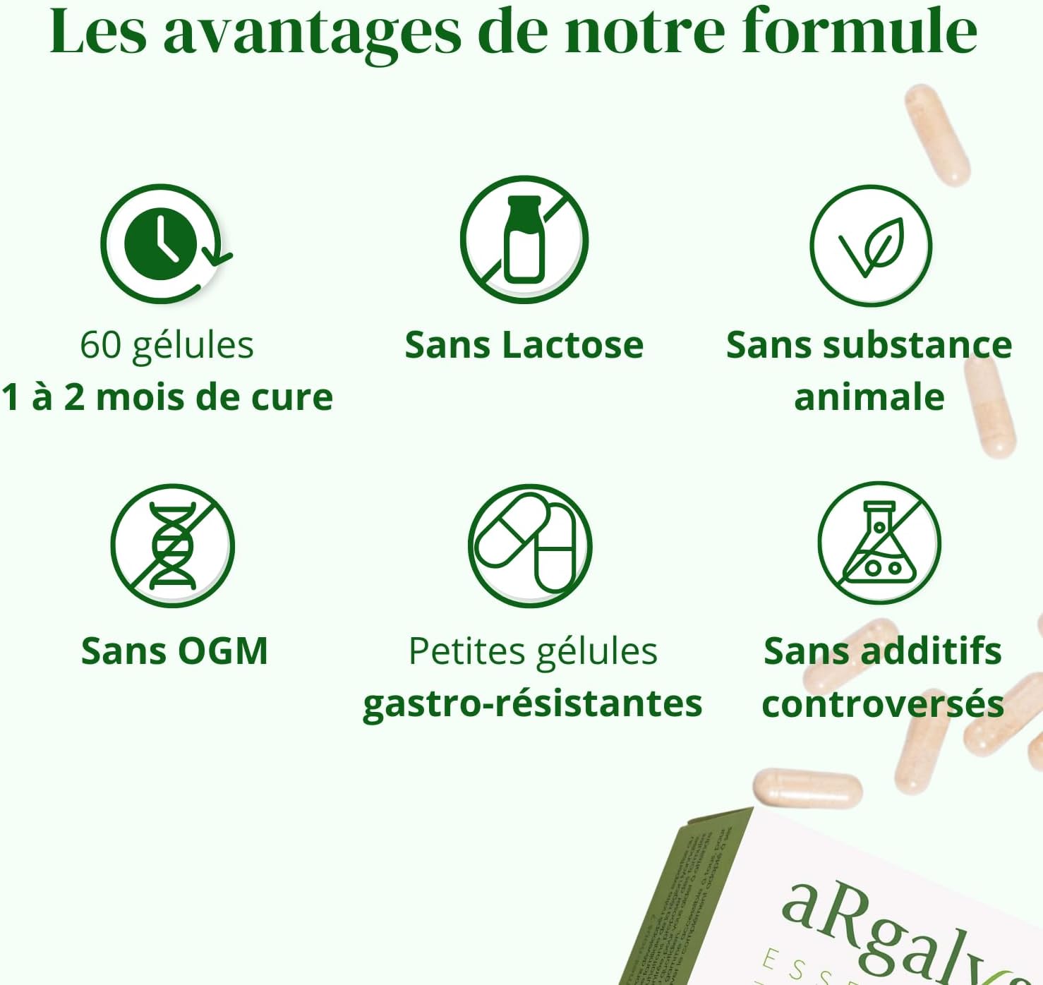 Probiotics Lactic Ferments | 30 Billion CFU/day | Prebiotics | Active Bacteria | Intestinal Flora | 60 Gastro-Resistant Capsules | Vegan | Argalys Essential - Image 7