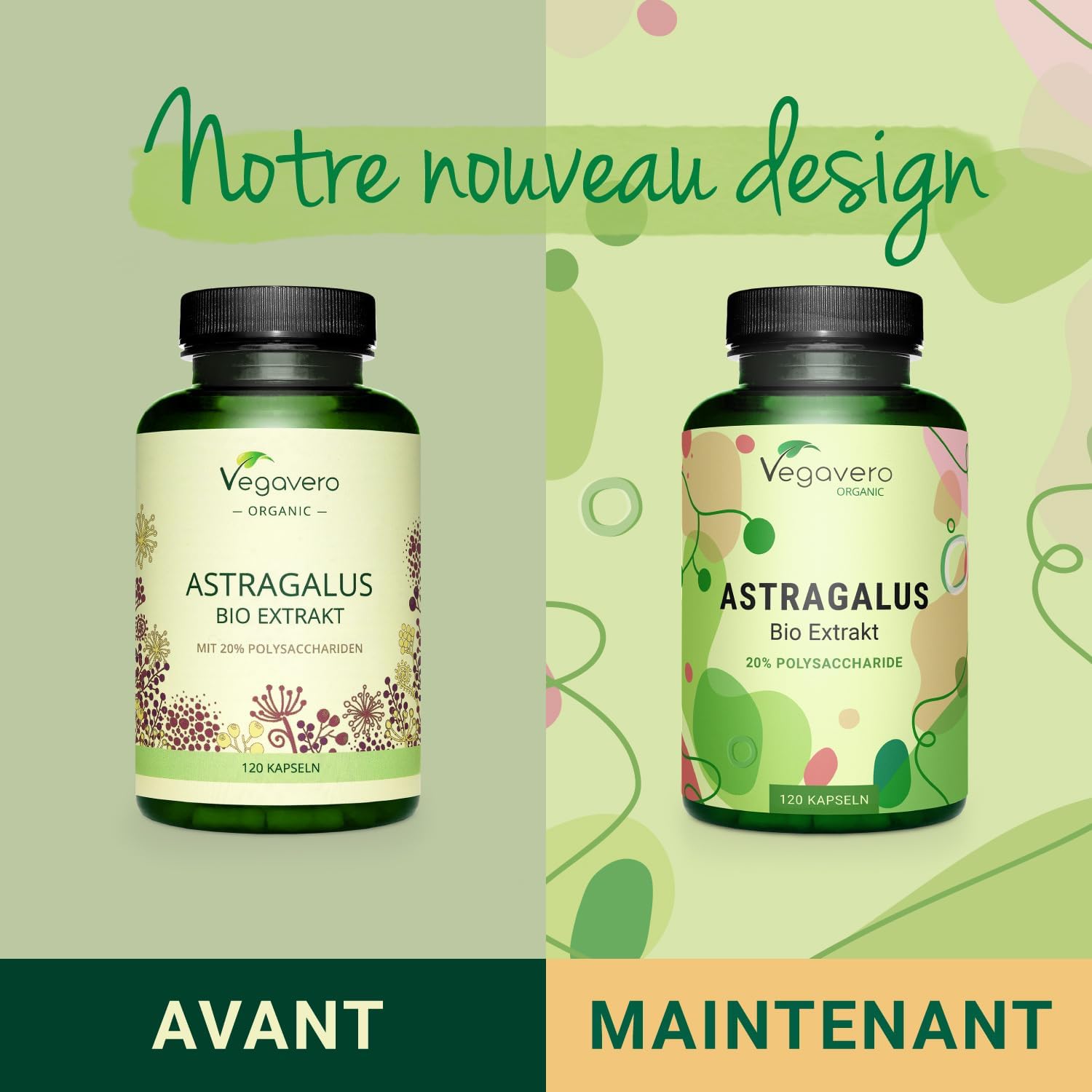 Astragalus Organic Vegavero® | PREMIUM Quality: 20% Polysaccharides | 750 mg Astragalus Extract (15:1) | Immunity + Anti Stress | 120 Capsules | VEGAN - Image 3