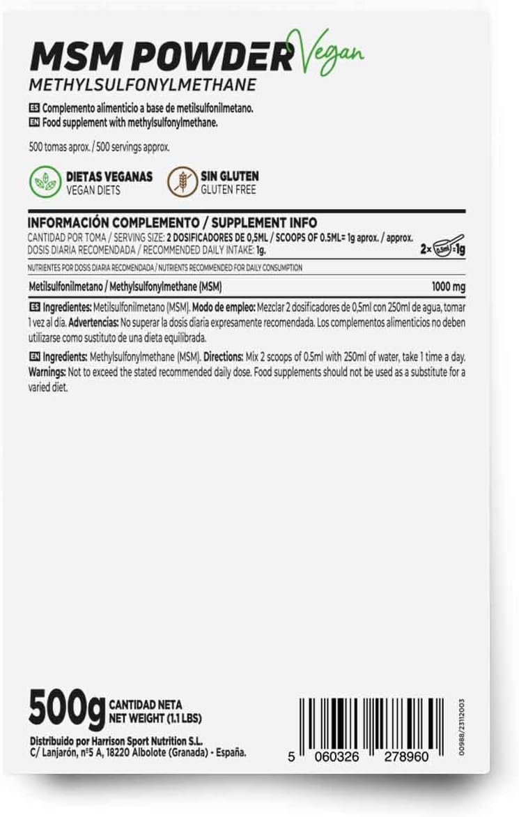 MSM HSN Powder | Methylsulfonylmethane | Bone and Joint Health | Bioavailable Form of Sulphur Powder, Vegan, Gluten Free, Lactose Free, 150 g - Image 3