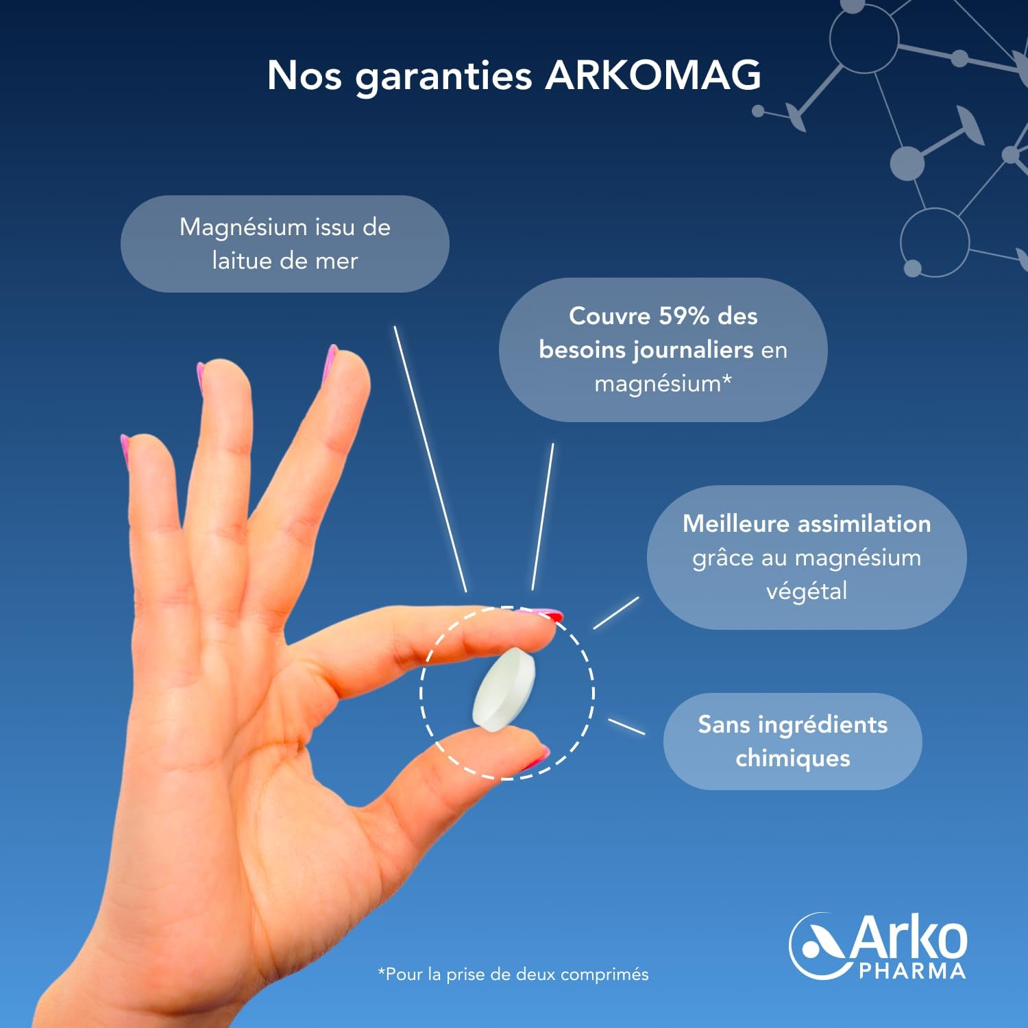 Arkopharma - Arkomag BIO Marine + Vegetable Magnesium | Physical Fatigue - Mental Energy - Irritability | 30 Tablets - Image 8