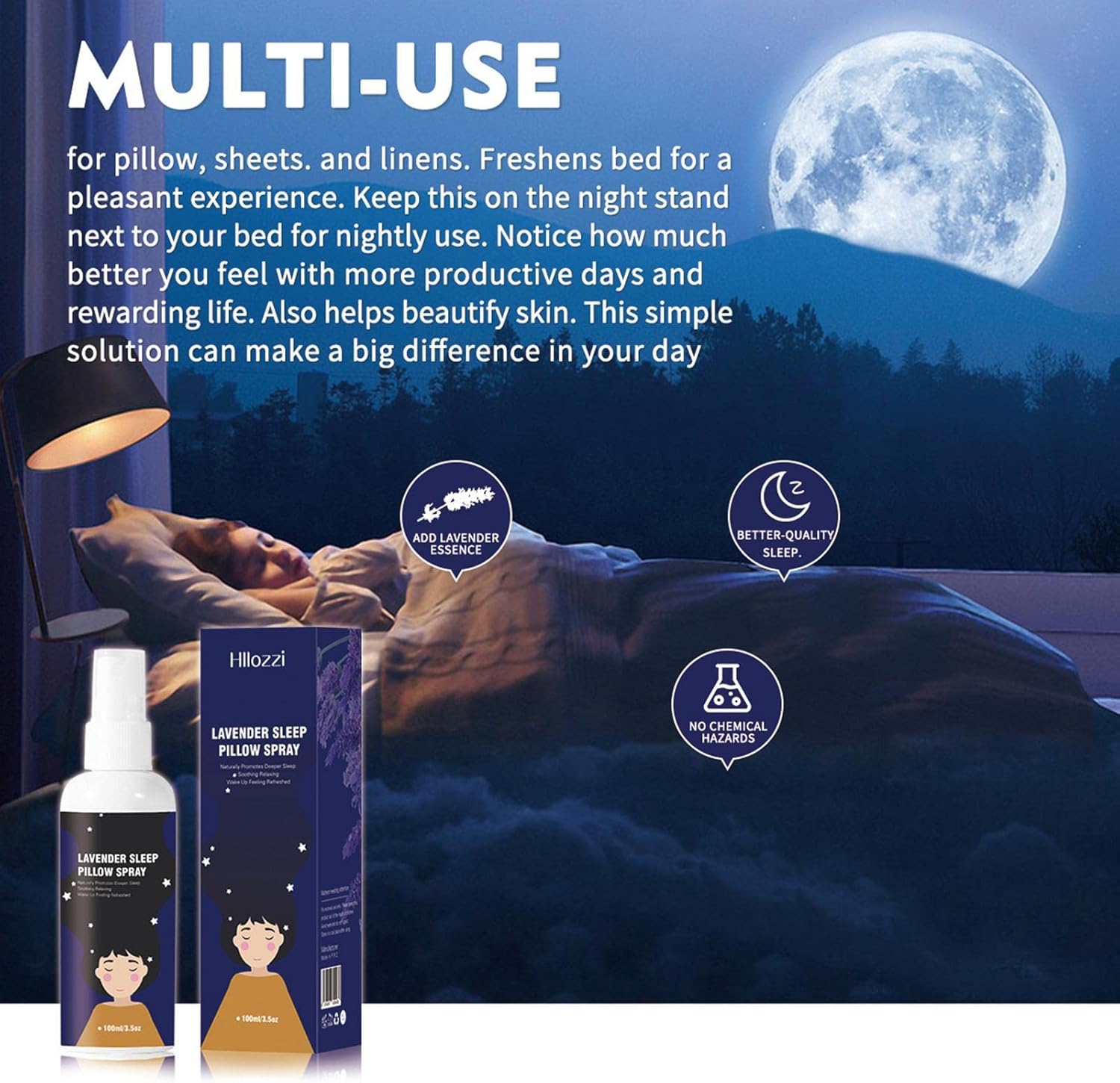 GIMOCOOL Lavender Sleep Spray - Relaxing Pillow Mist - Pure Lavender Essential Oil & Room Spray for Relaxation, 3.38 oz - Image 3