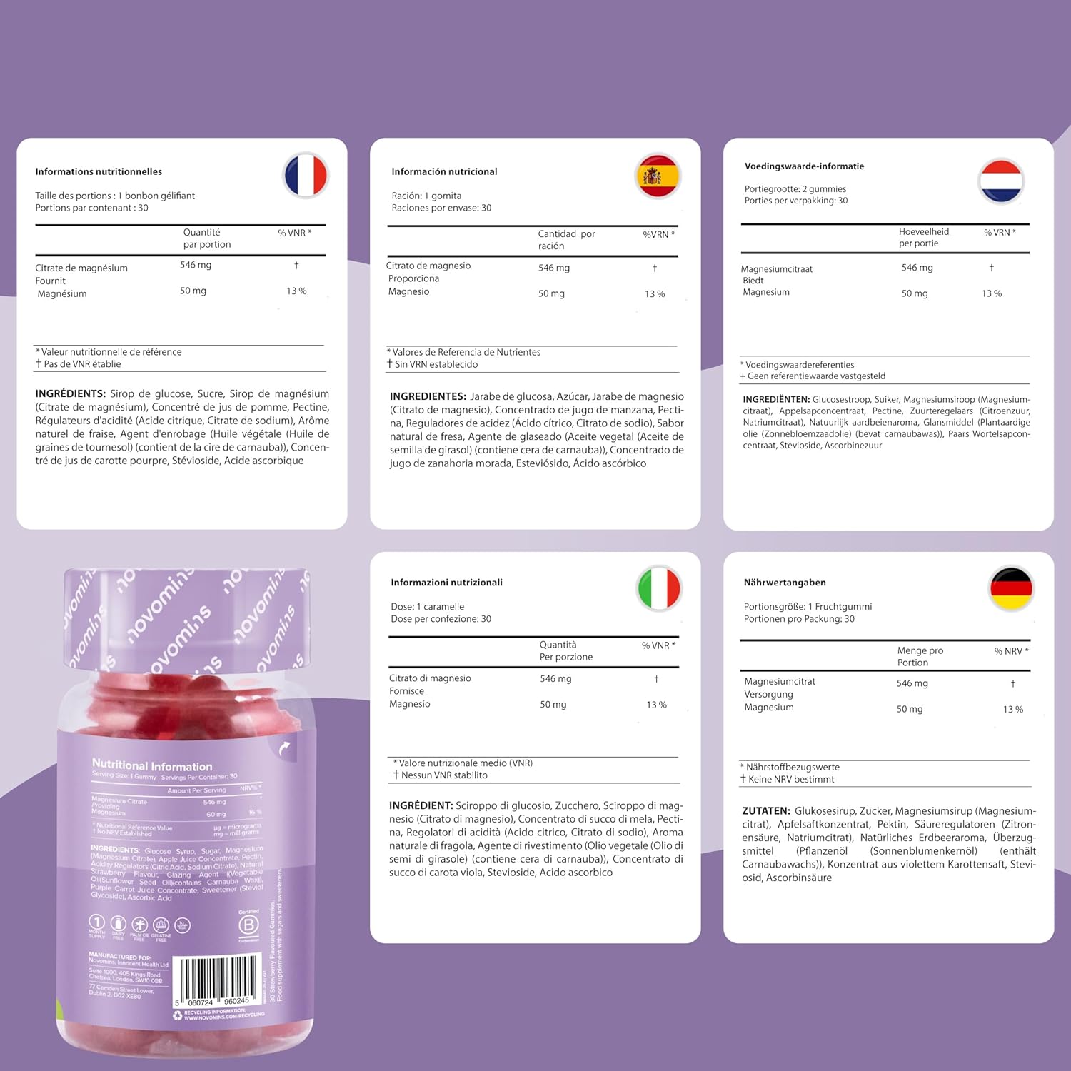 Kids Magnesium Erasers – 546 mg Magnesium Citrate (50 mg Elemental) – Relaxation, Sleep, Fatigue – Vegan, Gluten Free – 30 Gums – Novomins - Image 10