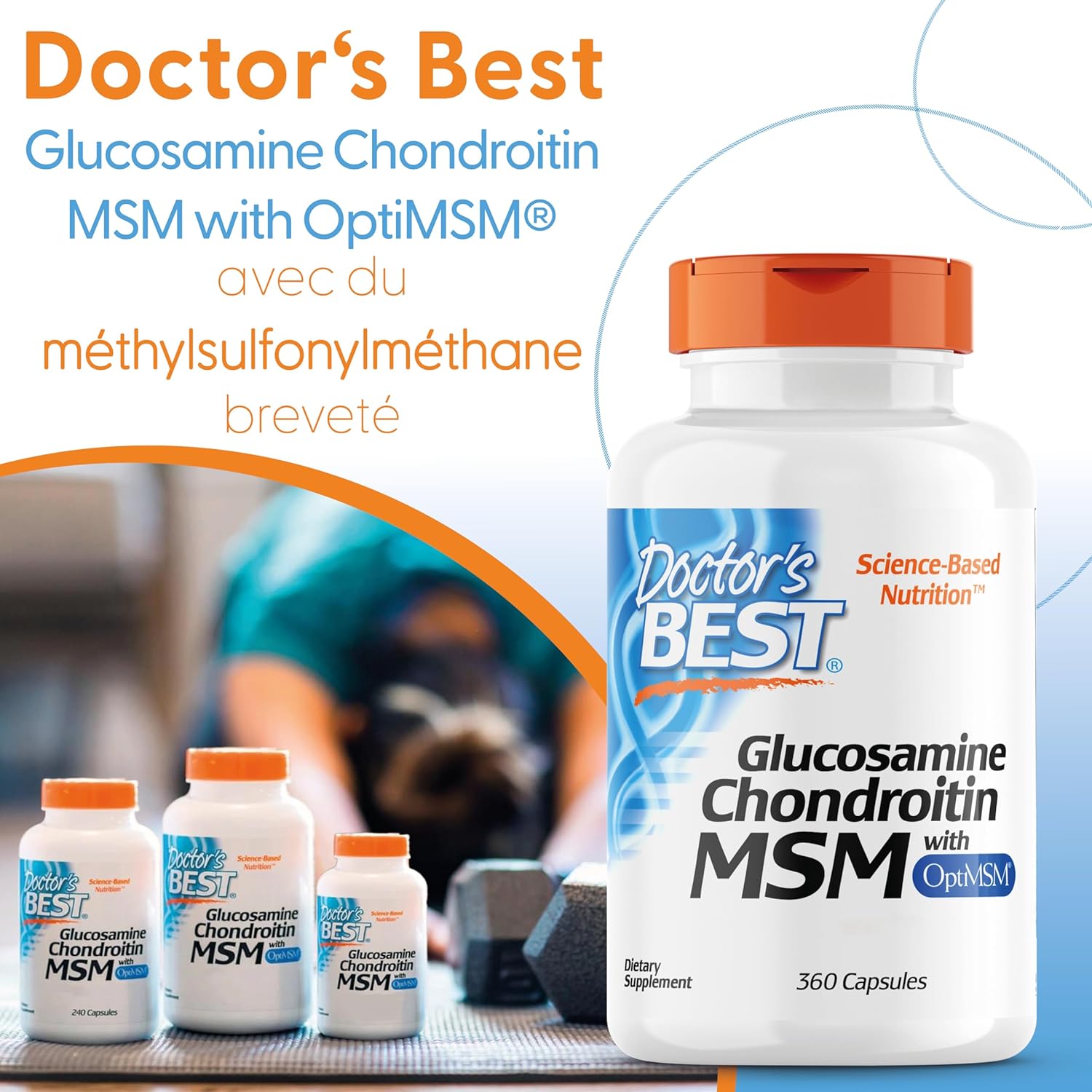 Doctor's Best, Glucosamine-Chondroitin MSM, with OptiMSM, 360 Capsules, Lab Tested, Soy Free, Gluten Free, Non-GMO - Image 3