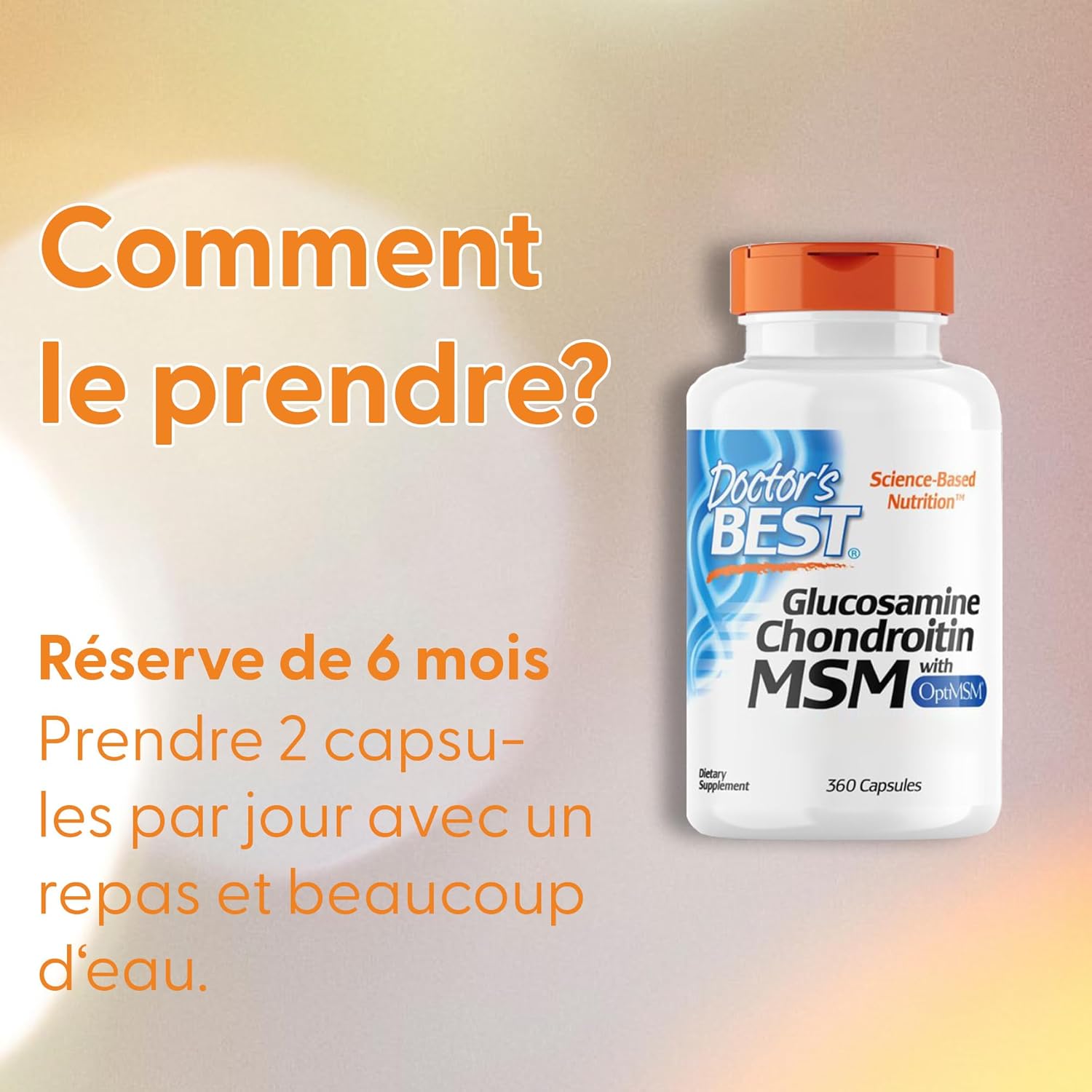 Doctor's Best, Glucosamine-Chondroitin MSM, with OptiMSM, 360 Capsules, Lab Tested, Soy Free, Gluten Free, Non-GMO - Image 7