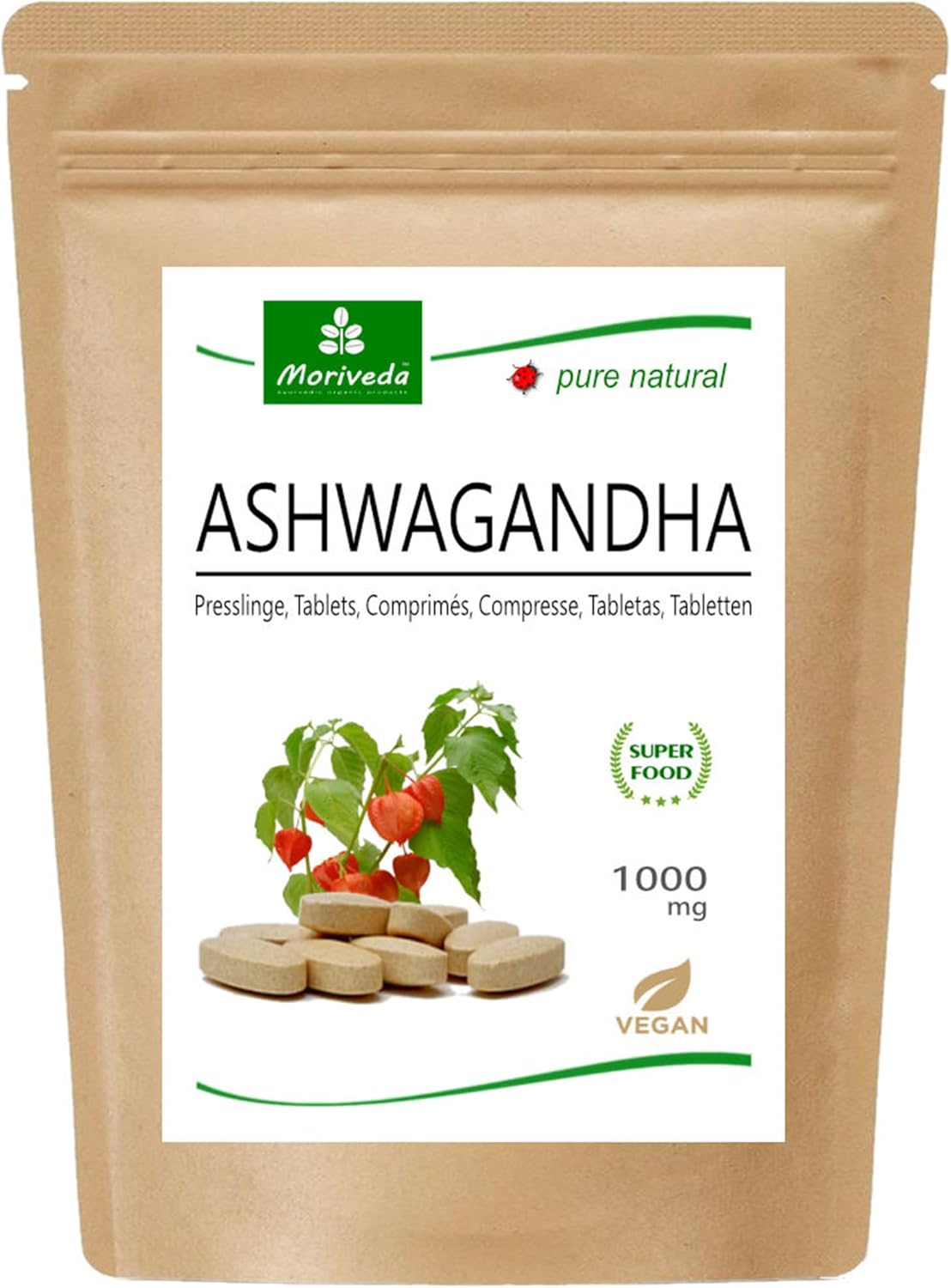 Ashwagandha 1000mg Tablets or Capsules 600mg - Premium Pure Natural Product - Winter Cherry, Indian Ginseng (120 Tablets) - Image 3