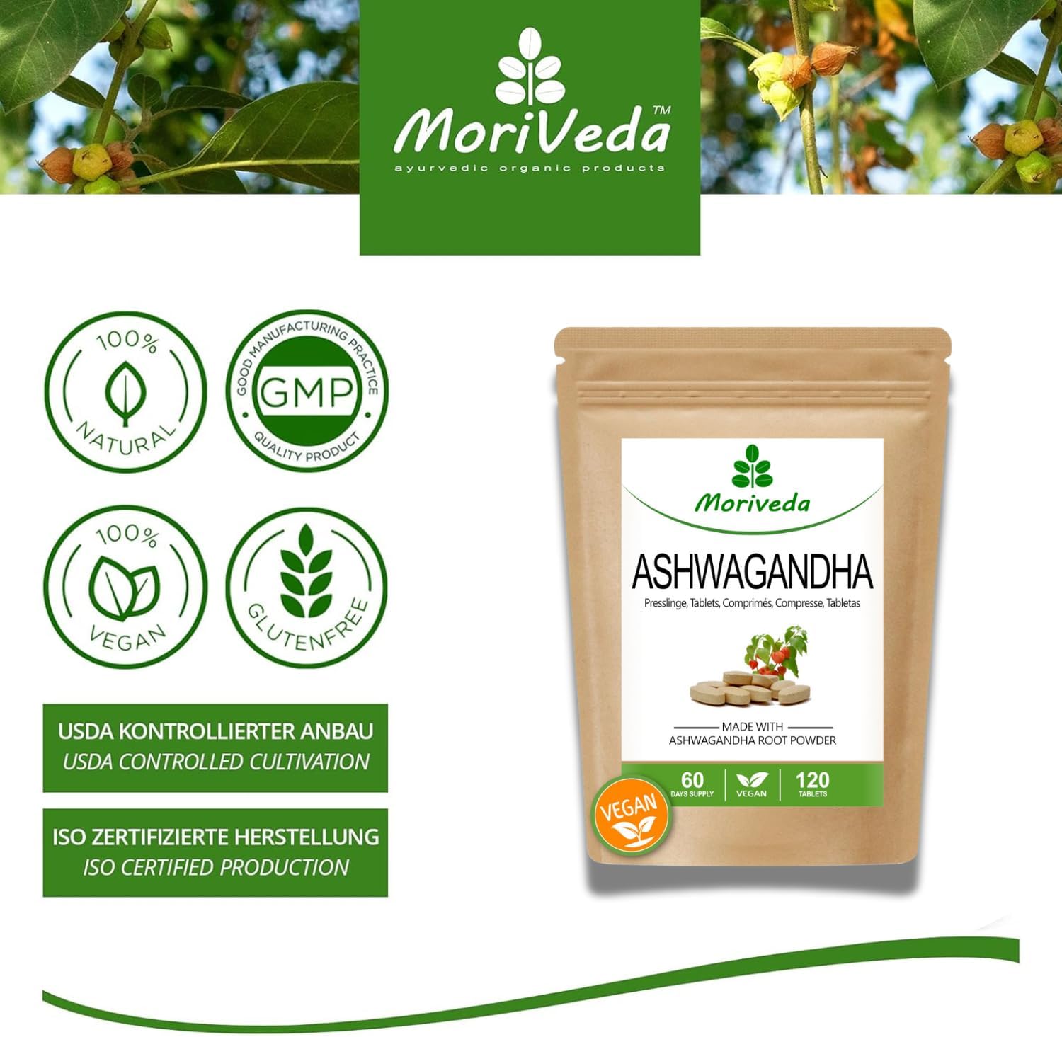 Ashwagandha 1000mg Tablets or Capsules 600mg - Premium Pure Natural Product - Winter Cherry, Indian Ginseng (120 Tablets) - Image 6