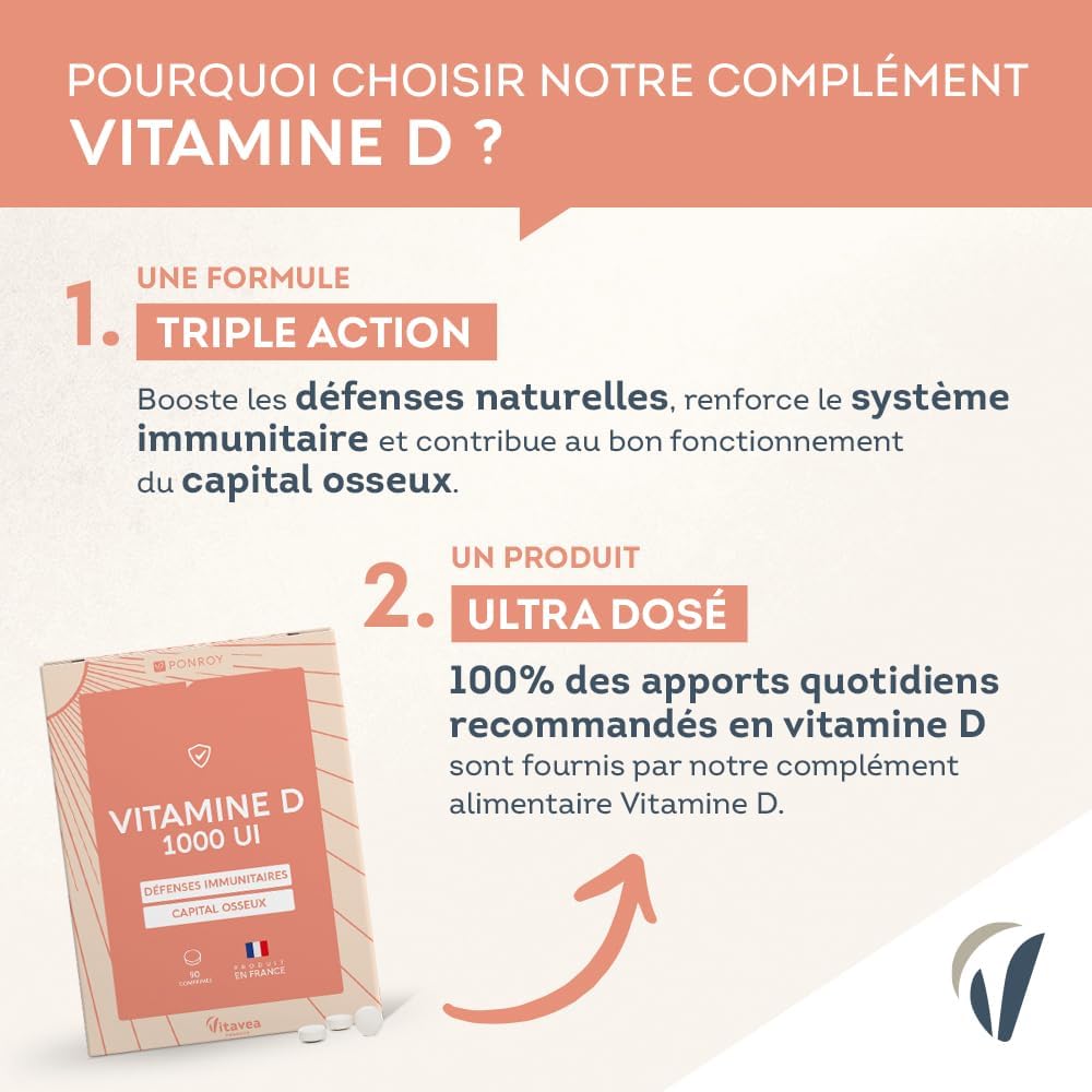 Yves Ponroy Physiotech Vitamin D - Adult Immunity Supplement - Vitamin D3 - Strengthens Bone Capital - 90 Tablets - 90 Days - Made in France - Image 4