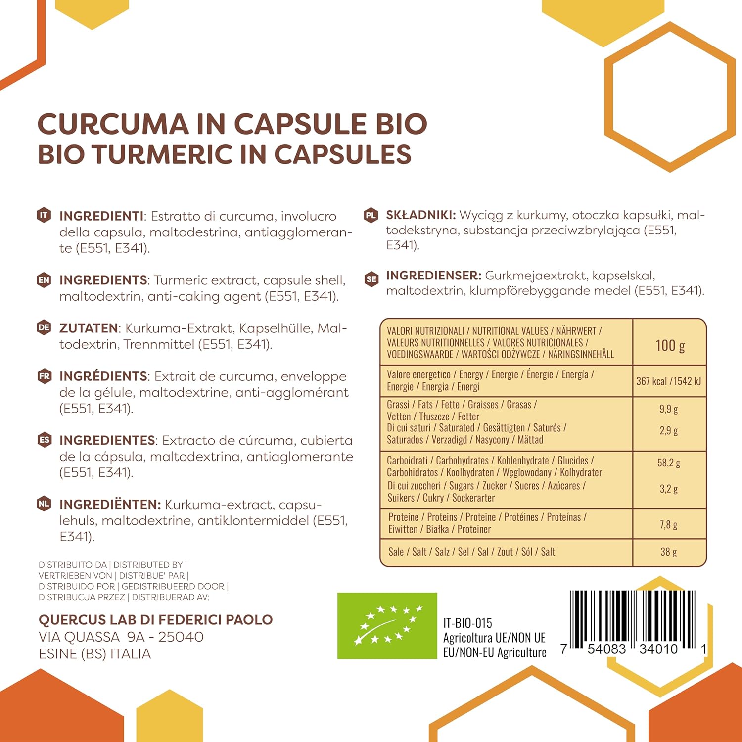 ERBOTECH ORGANIC Turmeric Capsules, 100 g pack, approx. 140 capsules, 100% pure and organic, concentrated and without additives, natural food supplement, vegan - Image 6