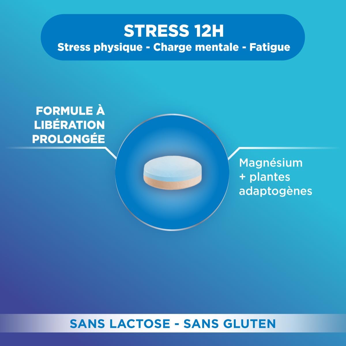 Forté Pharma - Forté Zen Stress 12H - Adult Fatigue Extended Release Dietary Supplement - Vitamin B6, Magnesium, Rhodiola, Ashwagandha, Spirulina - 20 Two-Layer Tablets, 1/Day - Image 3