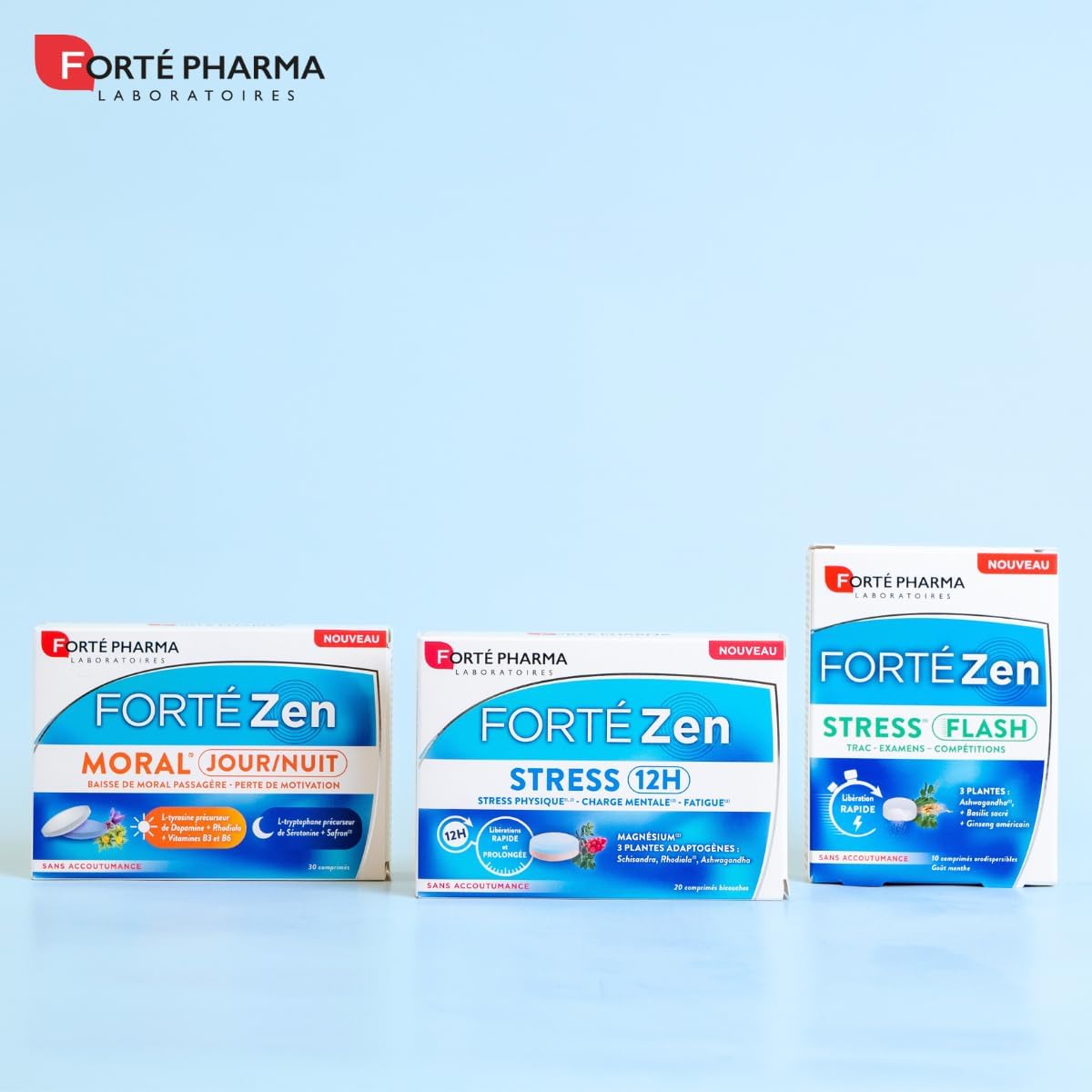 Forté Pharma - Forté Zen Stress 12H - Adult Fatigue Extended Release Dietary Supplement - Vitamin B6, Magnesium, Rhodiola, Ashwagandha, Spirulina - 20 Two-Layer Tablets, 1/Day - Image 7