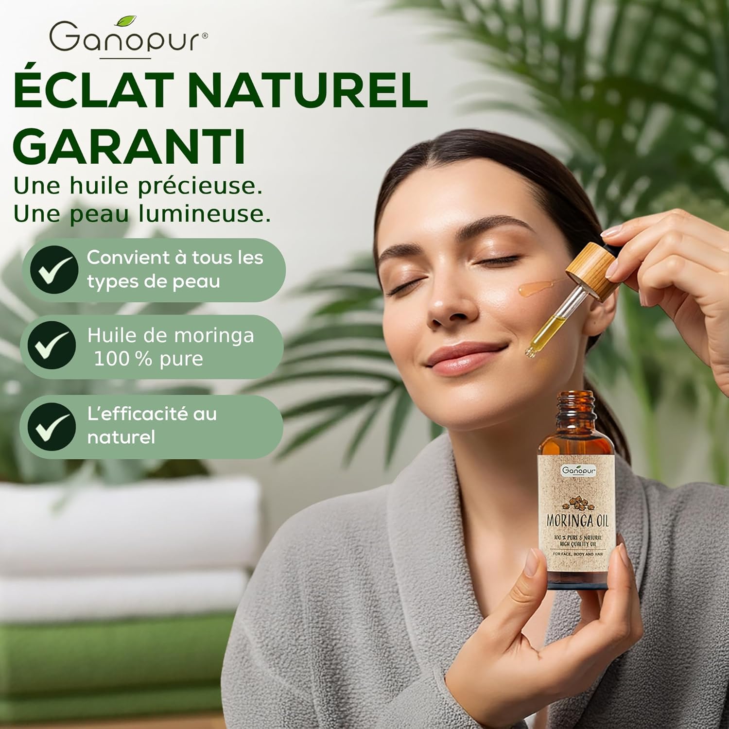 100% Natural Organic Moringa Oil - Face, Body & Hair - Moisturizing, Repairing & Anti-Aging - Pure Seeds - Vitamins A, C & E - 50ml | GANOPUR - Image 9