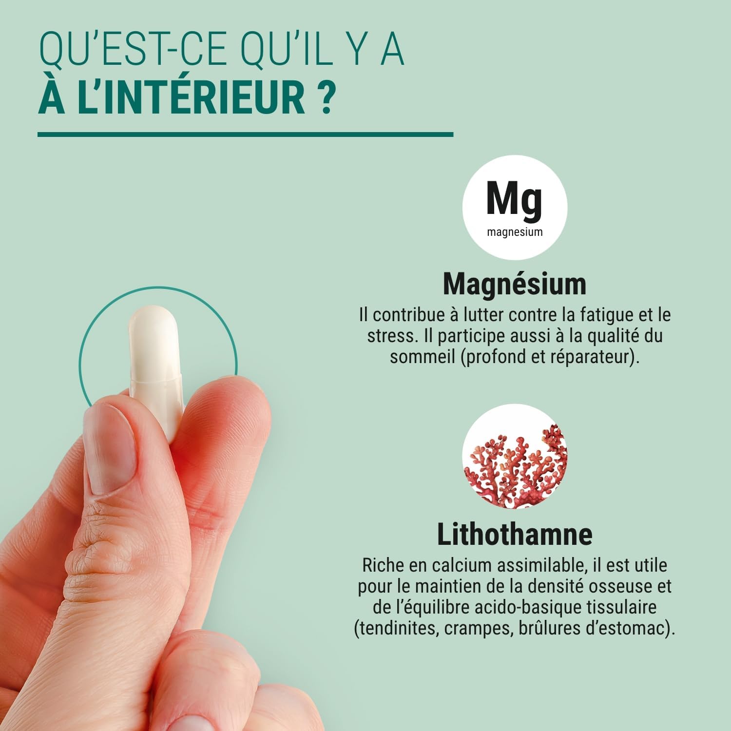 Naturathéra MARINE MAGNESIUM - No Laxative & Addictive Effect - Fatigue, Anxiety & Sleep Supplement - 50 Capsules - Made in France - Vegan - No Additive Allergens GMO - Image 5