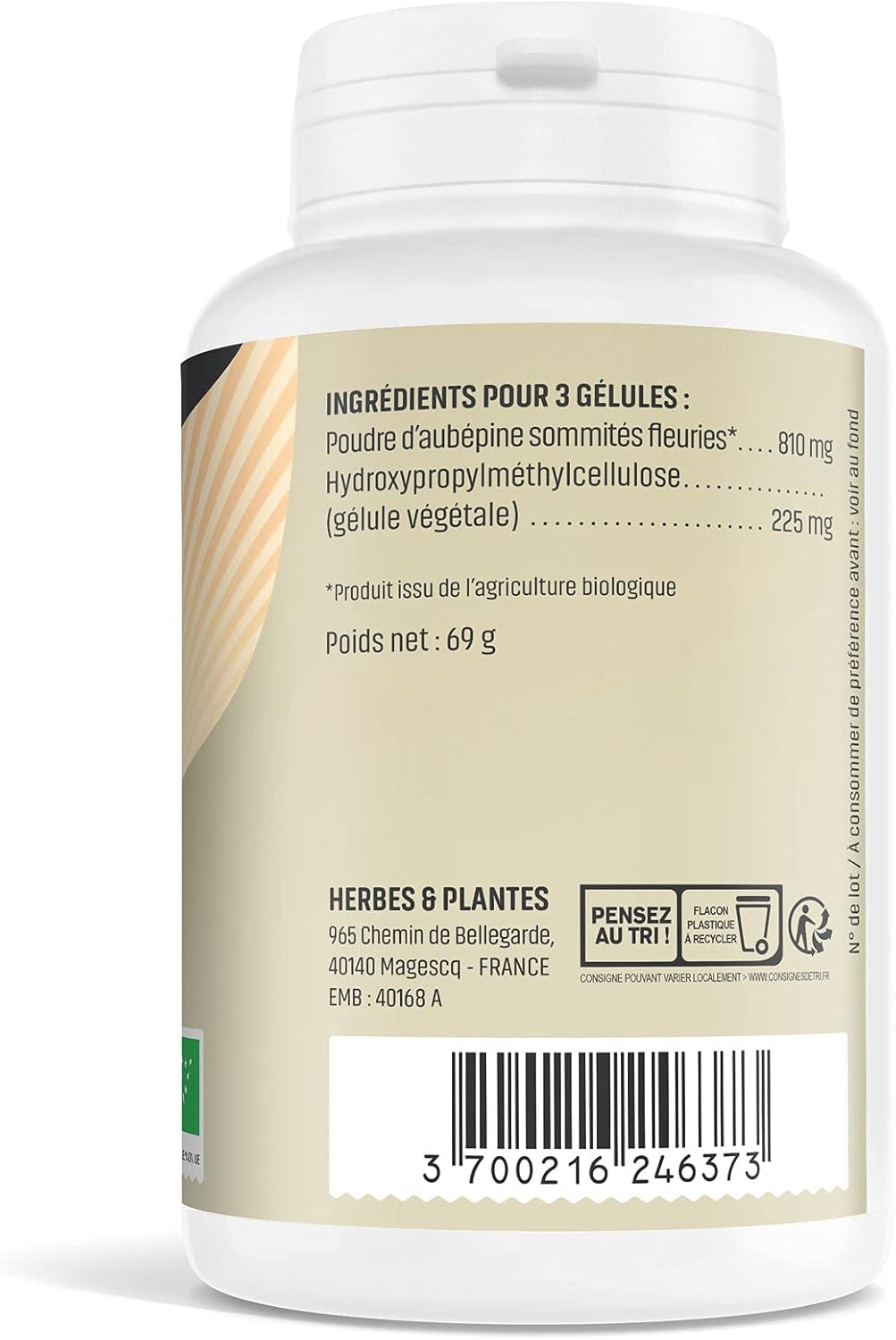 Herbes Et Plantes Hawthorn Bio 200 Vegetable Capsules 270 mg - Image 4