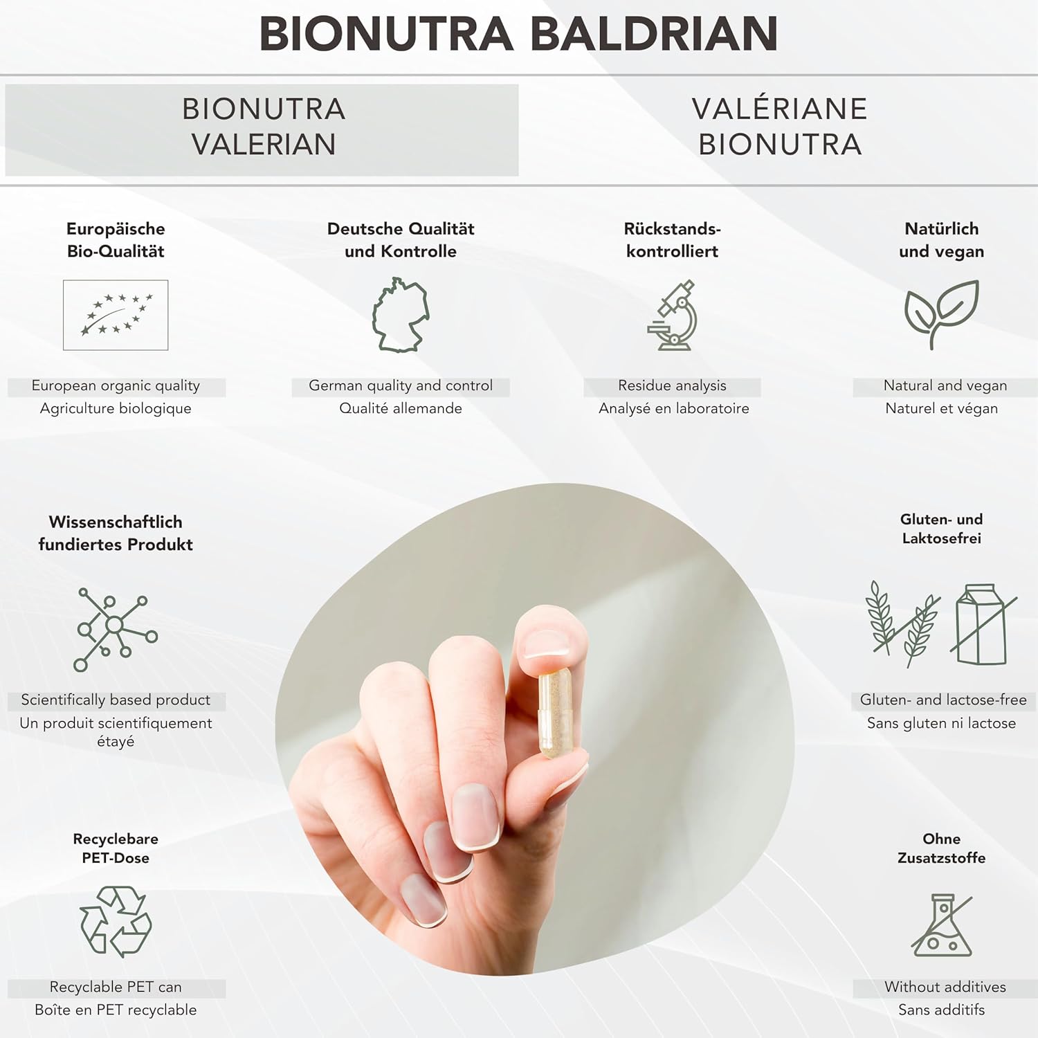 BIONUTRA Valerian Capsules 1400 mg/day, Residue Controlled, Made in Germany, Vegan, Free from Lactose, Gluten and Additives, Organic Valerian Root, 180 pieces x 700 mg - Image 4