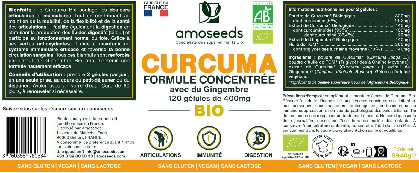 High Concentration Organic Turmeric | With Organic Ginger | High Absorption Curcumin | Piperine Free | Joints | 120 Capsules | Top Quality - Image 7