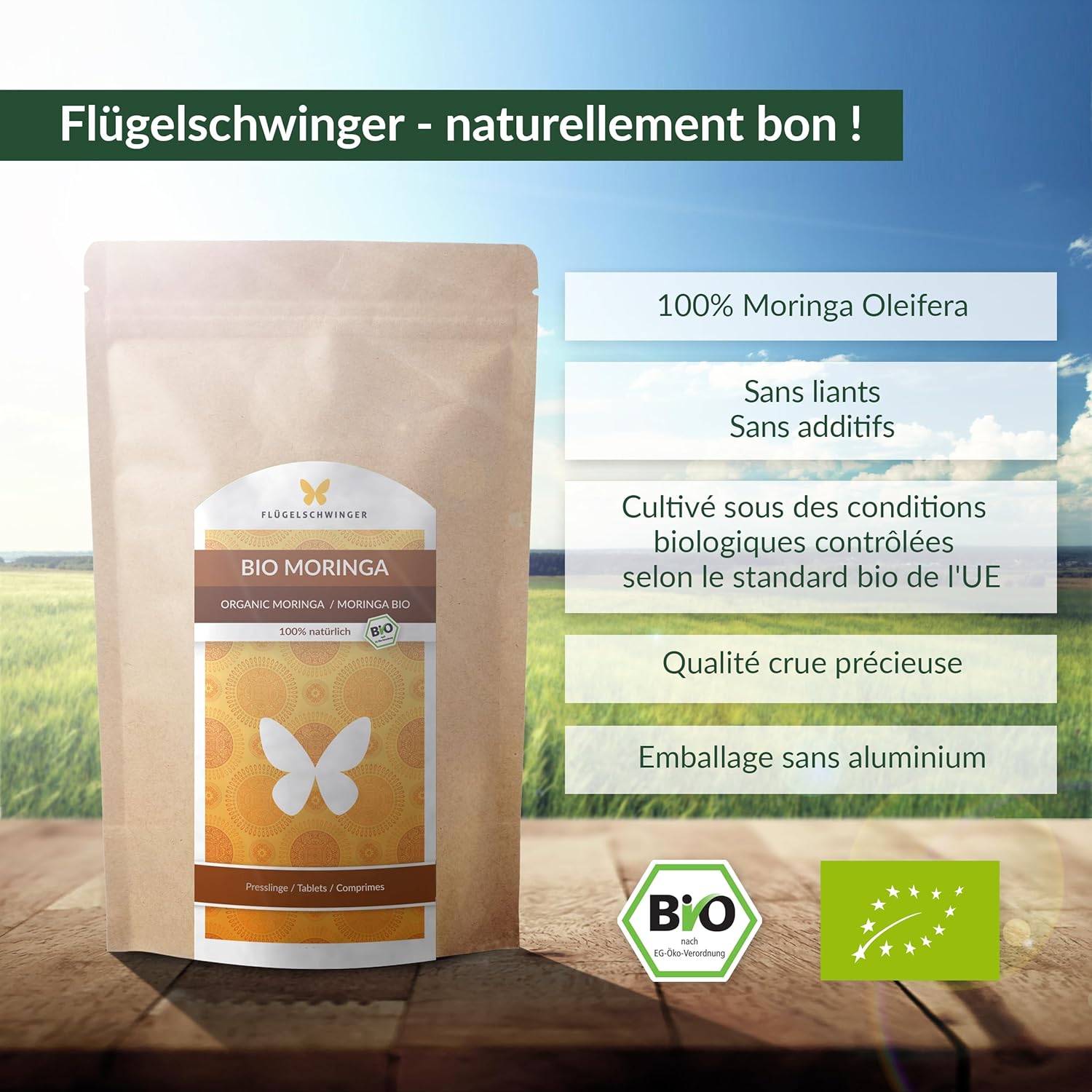 400 Organic Moringa Tablets, 500 mg, High Dose, 100% Natural, 100% Moringa No Additives, Certified Organic Quality, Aluminium Free Packaging, Smart Alternative to Capsules - Image 3