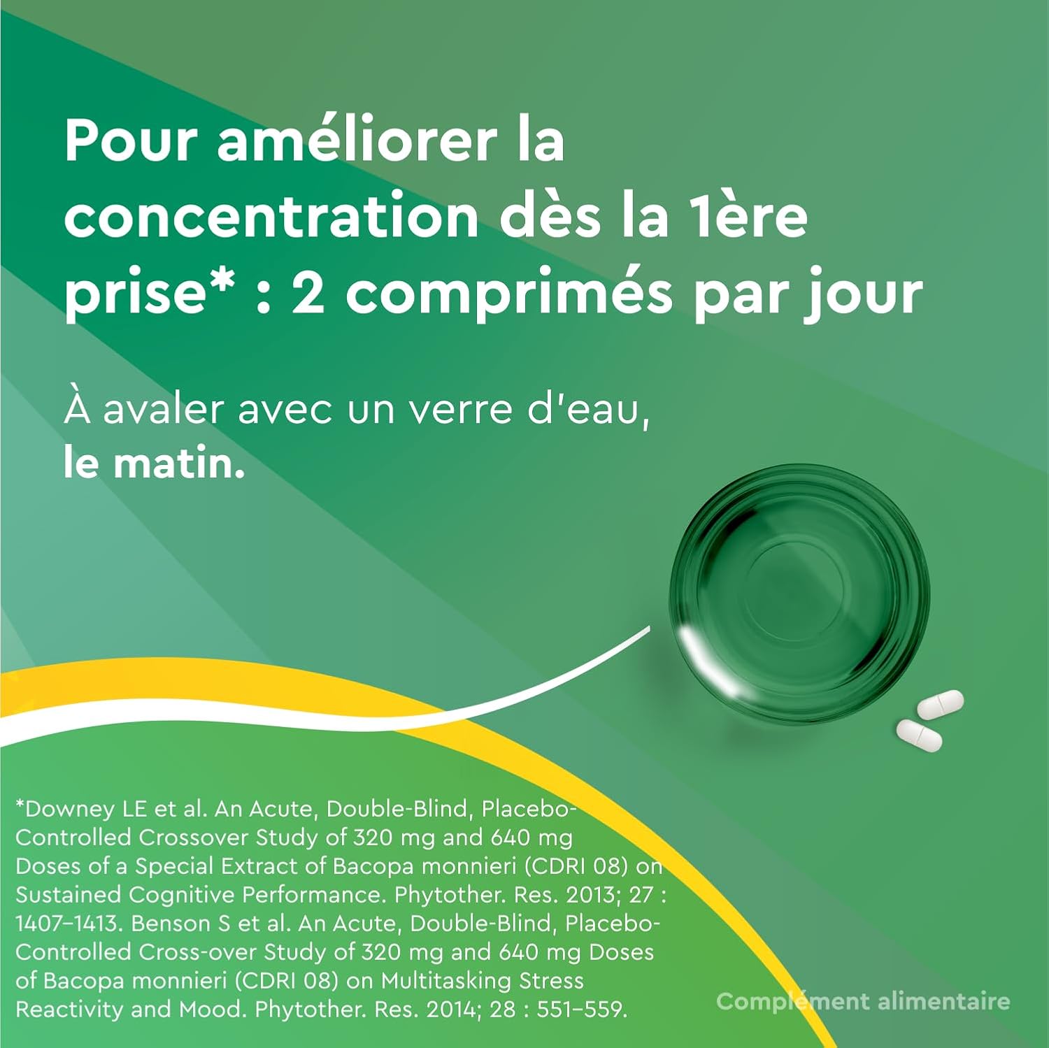 Euphytose Stress Concentration - Dietary Supplement - Bacopa Monnieri - Rhodiola Rosea - Adaptogenic Plants - Stress, Difficulty Concentration - 3 Months - 3 x 30 Tablets - Made in France - Image 8