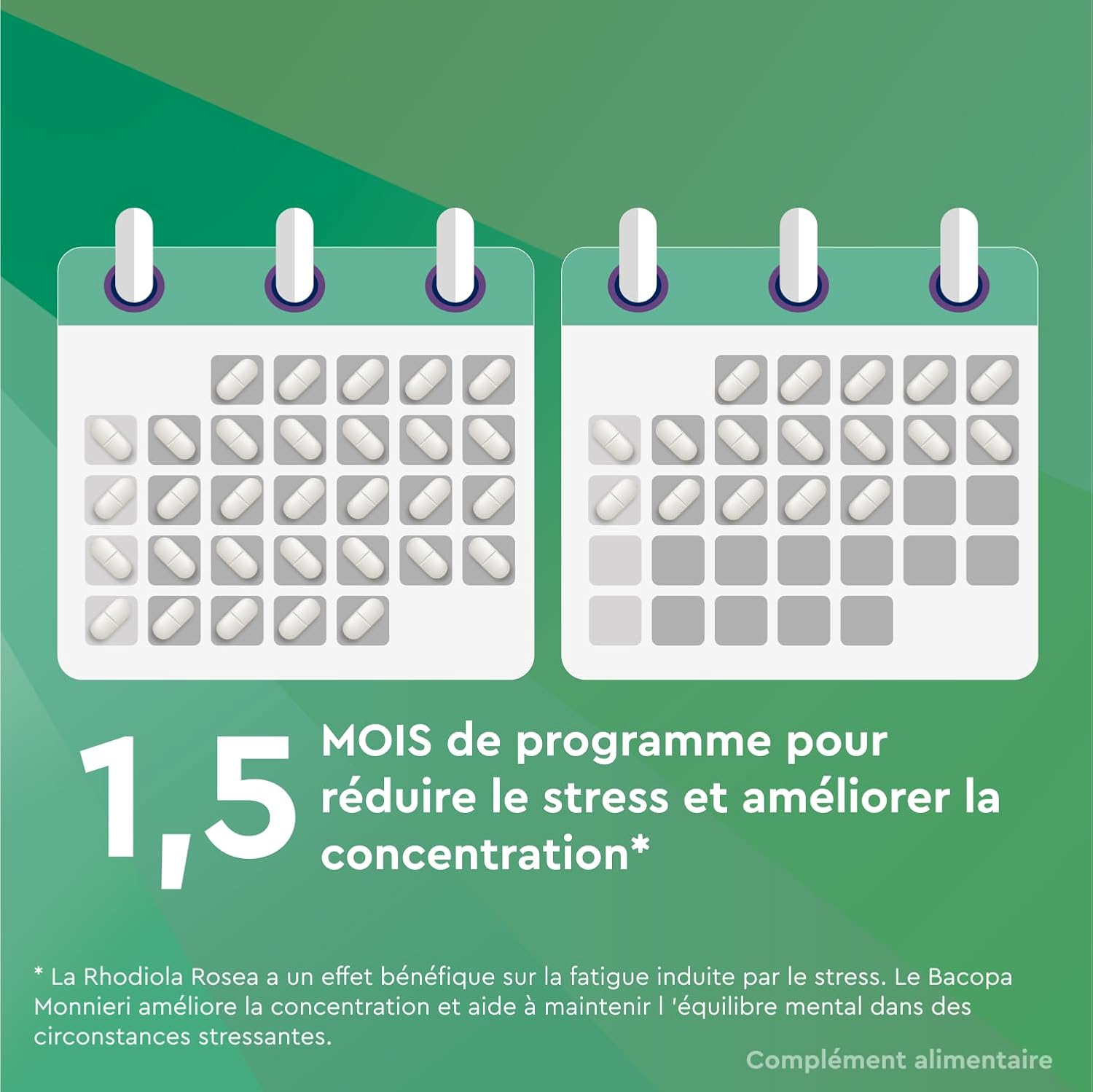 Euphytose Stress Concentration - Dietary Supplement - Bacopa Monnieri - Rhodiola Rosea - Adaptogenic Plants - Stress, Difficulty Concentration - 3 Months - 3 x 30 Tablets - Made in France - Image 10